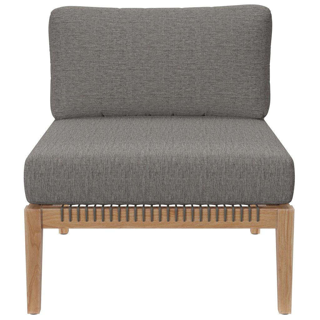 Clearwater 6-Piece Outdoor Patio Teak Wood Sectional Sofa - Gray Graphite (2 Armless Chairs, 2 Corner Chairs, 2 Ottomans)