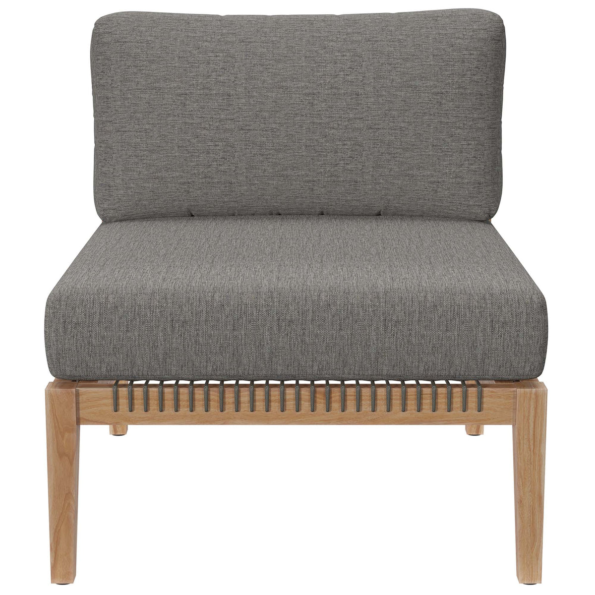 Clearwater 6-Piece Outdoor Patio Teak Wood Sectional Sofa - Gray Graphite (2 Armless Chairs, 2 Corner Chairs, 2 Ottomans)