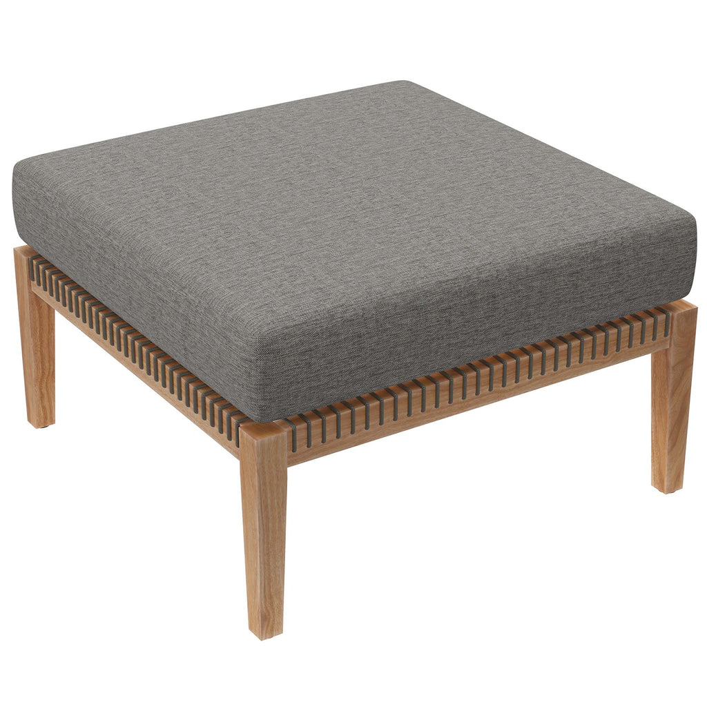 Clearwater 6-Piece Outdoor Patio Teak Wood Sectional Sofa - Gray Graphite (2 Armless Chairs, 2 Corner Chairs, 2 Ottomans)