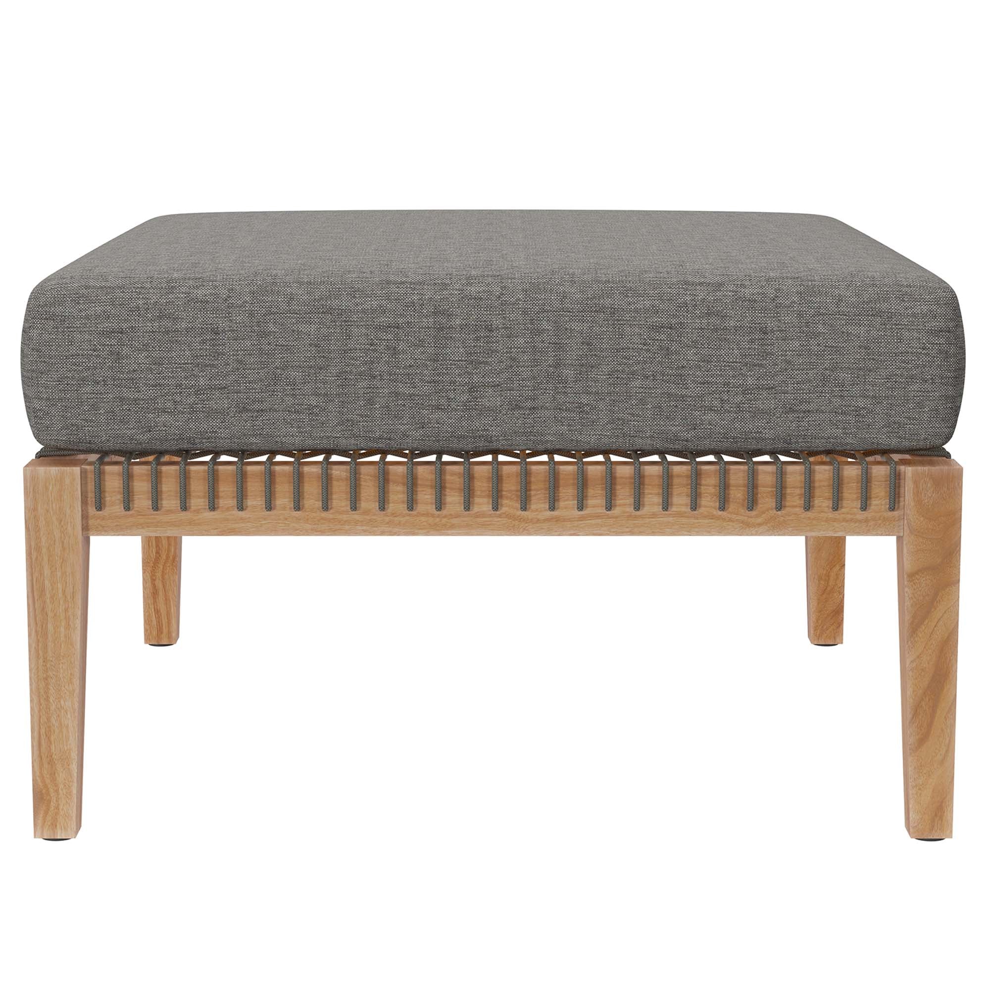Clearwater 6-Piece Outdoor Patio Teak Wood Sectional Sofa - Gray Graphite (2 Armless Chairs, 2 Corner Chairs, 2 Ottomans)