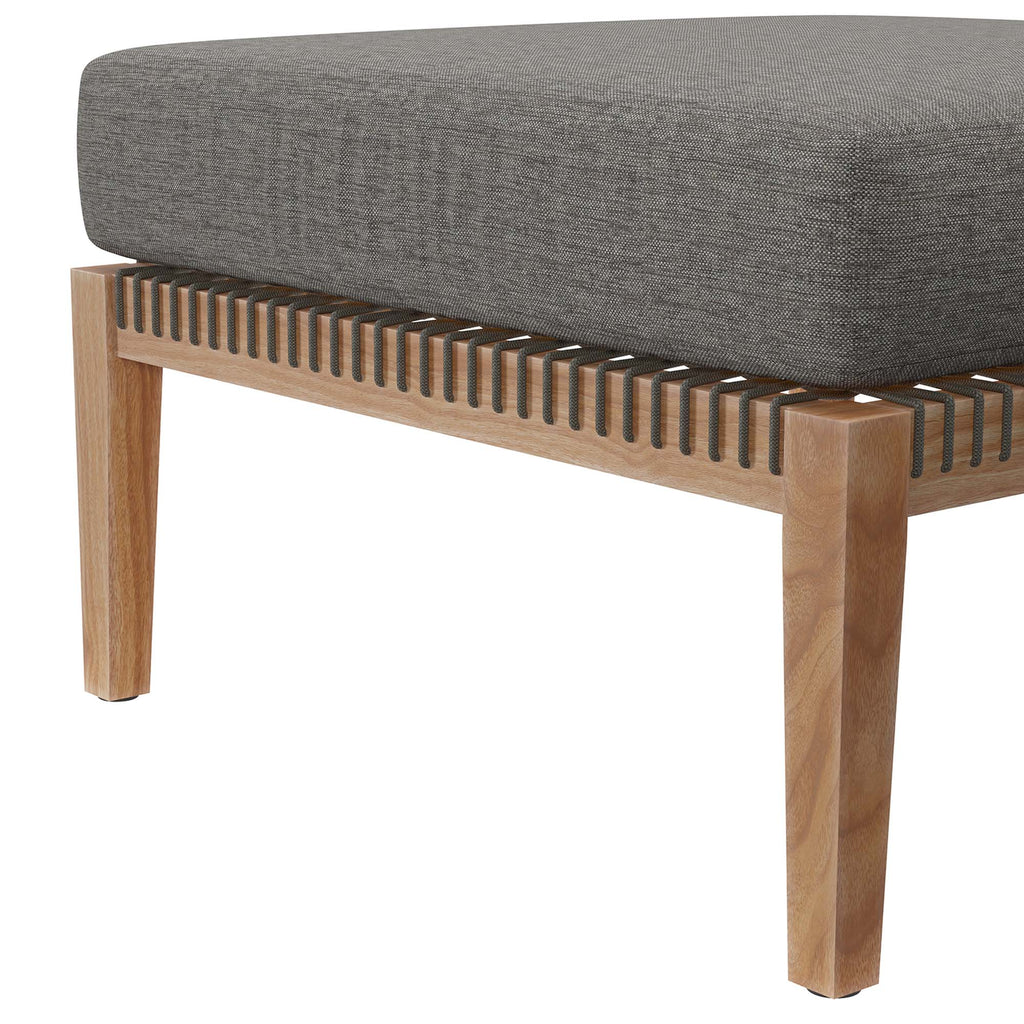 Clearwater 6-Piece Outdoor Patio Teak Wood Sectional Sofa - Gray Graphite (2 Armless Chairs, 2 Corner Chairs, 2 Ottomans)