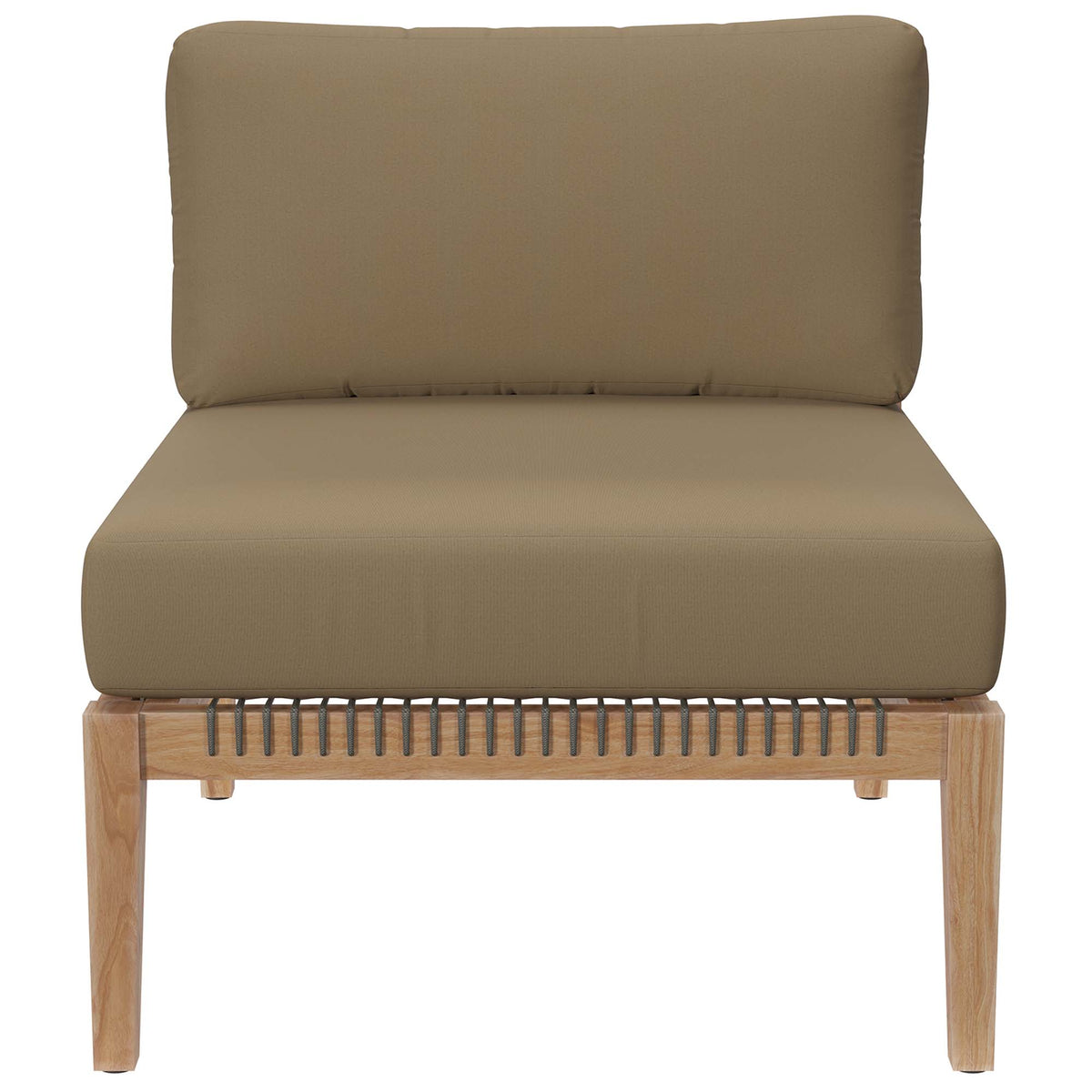 Clearwater 6-Piece Outdoor Patio Teak Wood Sectional Sofa - Gray Light Brown (2 Armless Chairs, 2 Corner Chairs, 2 Ottomans)