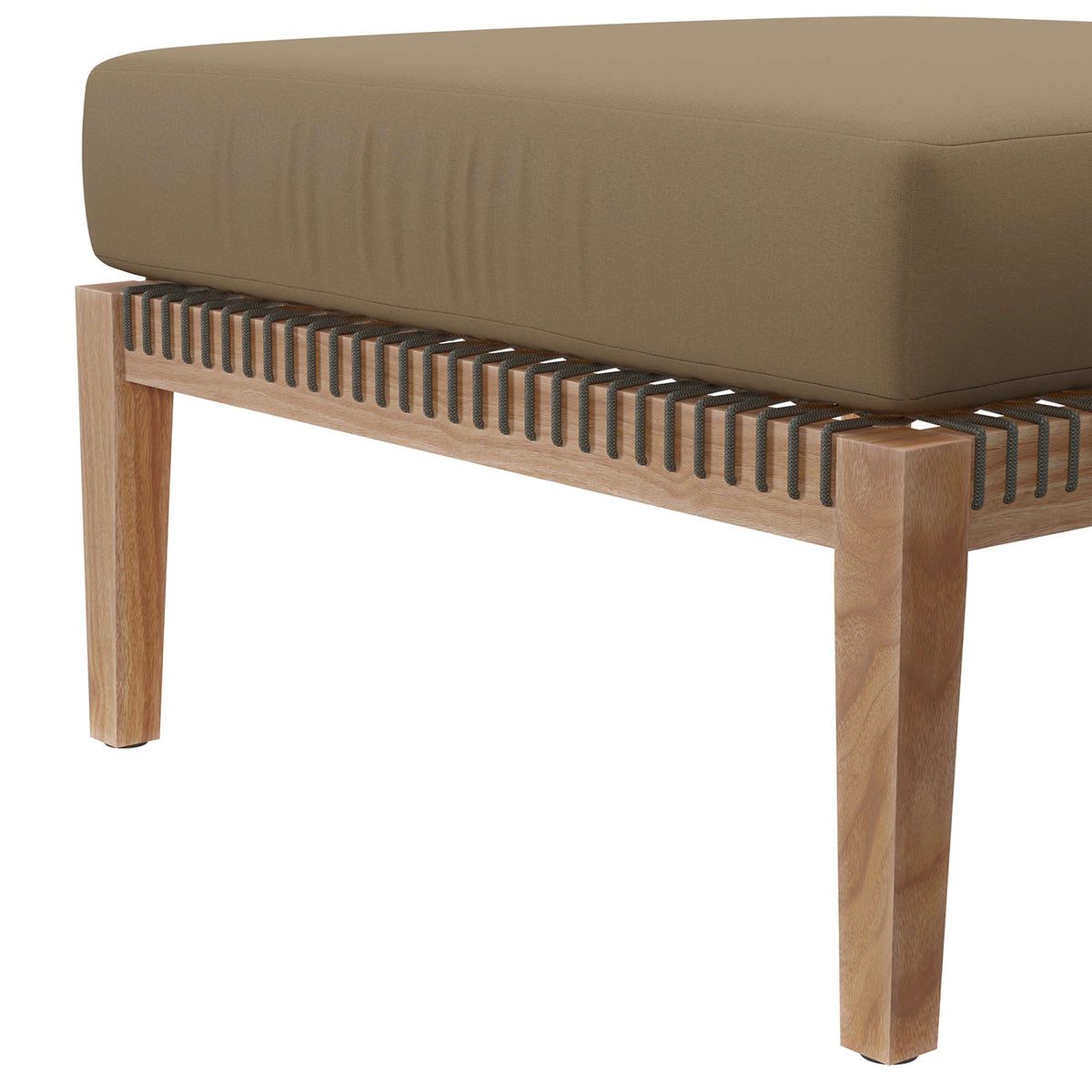 Clearwater 6-Piece Outdoor Patio Teak Wood Sectional Sofa - Gray Light Brown (2 Armless Chairs, 2 Corner Chairs, 2 Ottomans)