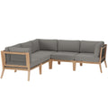 Clearwater 5-Piece Outdoor Patio Teak Wood Sectional Sofa - Gray Graphite