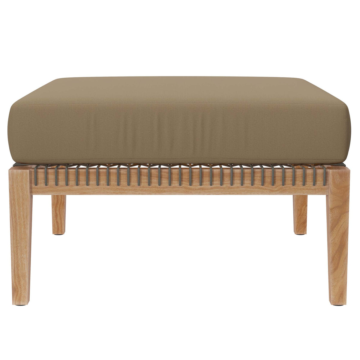 Clearwater 6-Piece Outdoor Patio Teak Wood Sectional Sofa - Gray Light Brown (2 Armless Chairs, 3 Corner Chairs, Ottoman)