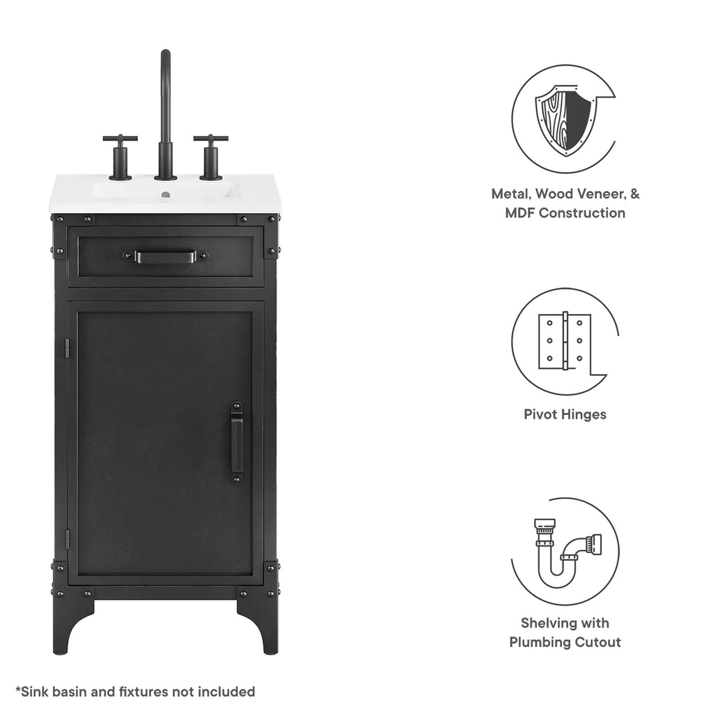 Steamforge 18" Bathroom Vanity Cabinet (Sink Basin Not Included) - Black Walnut