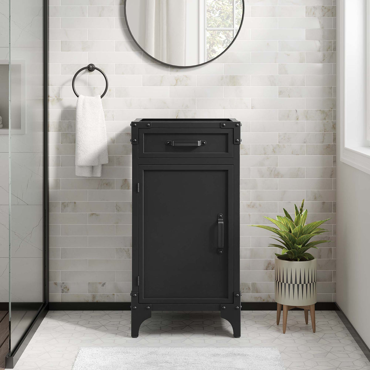 Steamforge 18" Bathroom Vanity Cabinet (Sink Basin Not Included) - Black Walnut