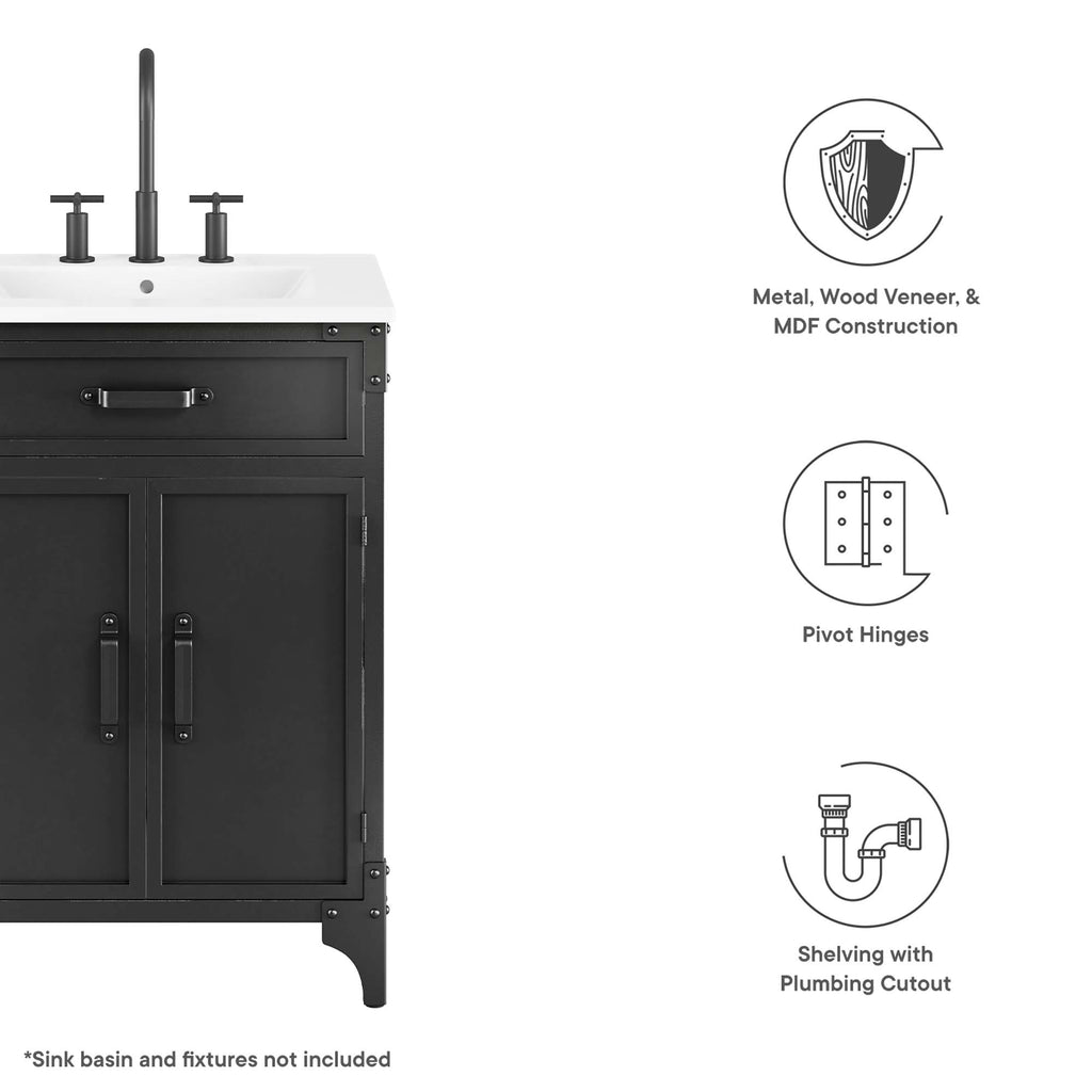 Steamforge 24" Bathroom Vanity Cabinet (Sink Basin Not Included) - Black Walnut