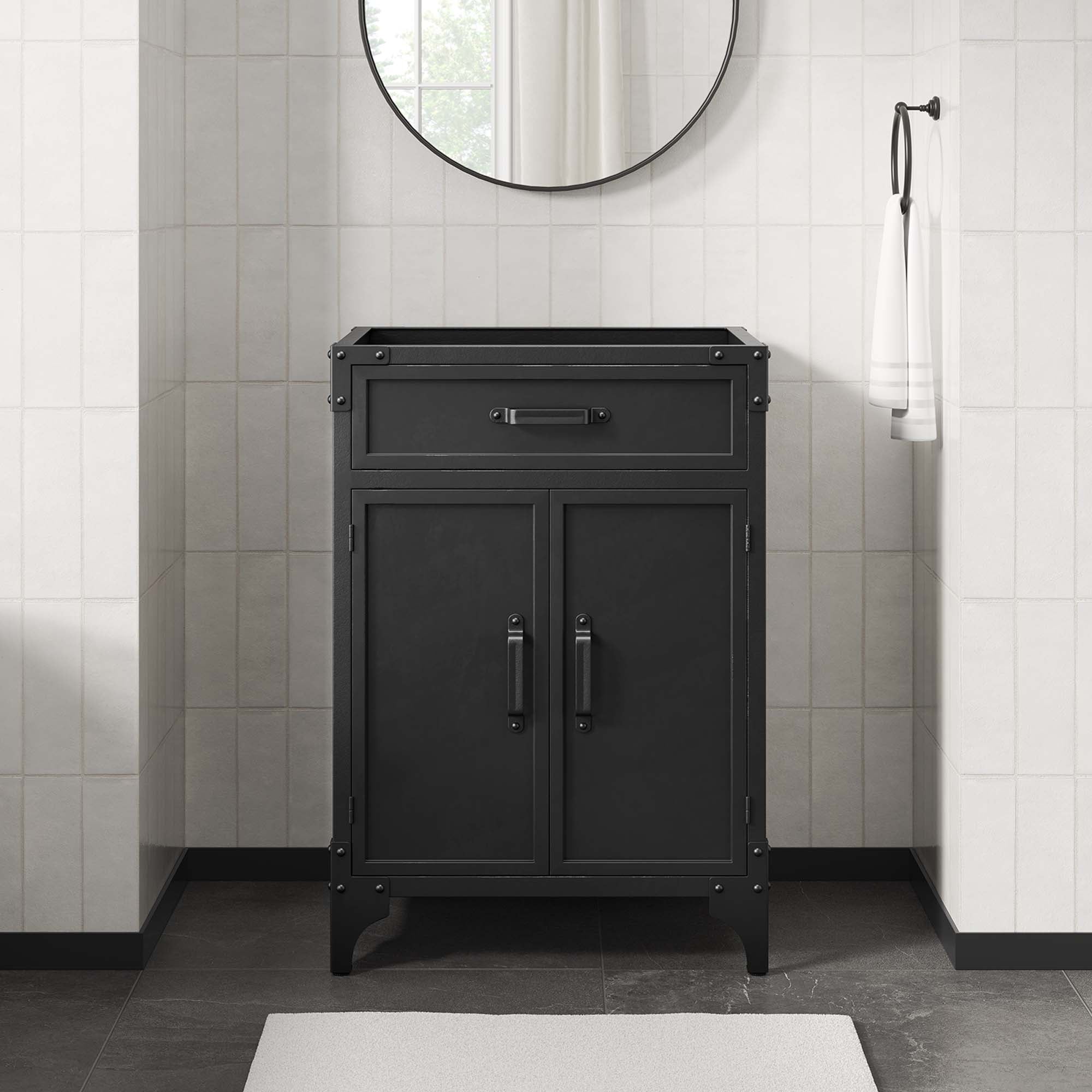 Steamforge 24" Bathroom Vanity Cabinet (Sink Basin Not Included) - Black Walnut