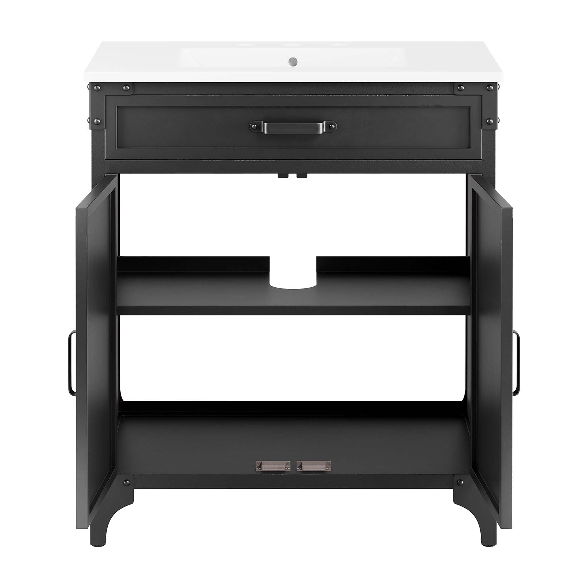Steamforge 30" Bathroom Vanity Cabinet (Sink Basin Not Included) - Black Walnut