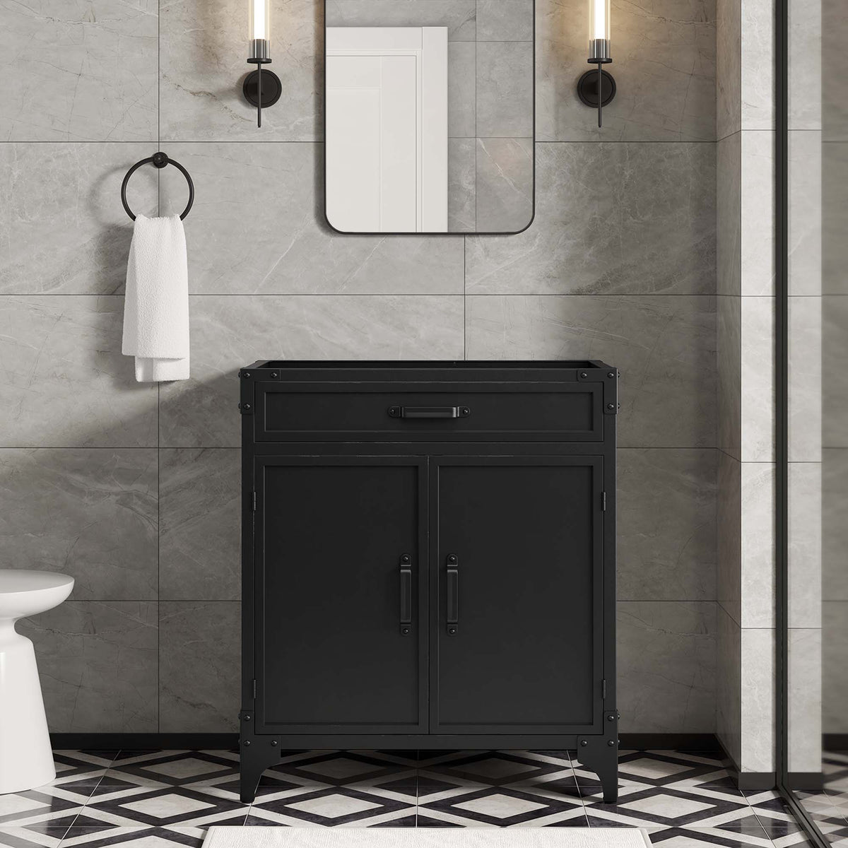 Steamforge 30" Bathroom Vanity Cabinet (Sink Basin Not Included) - Black Walnut