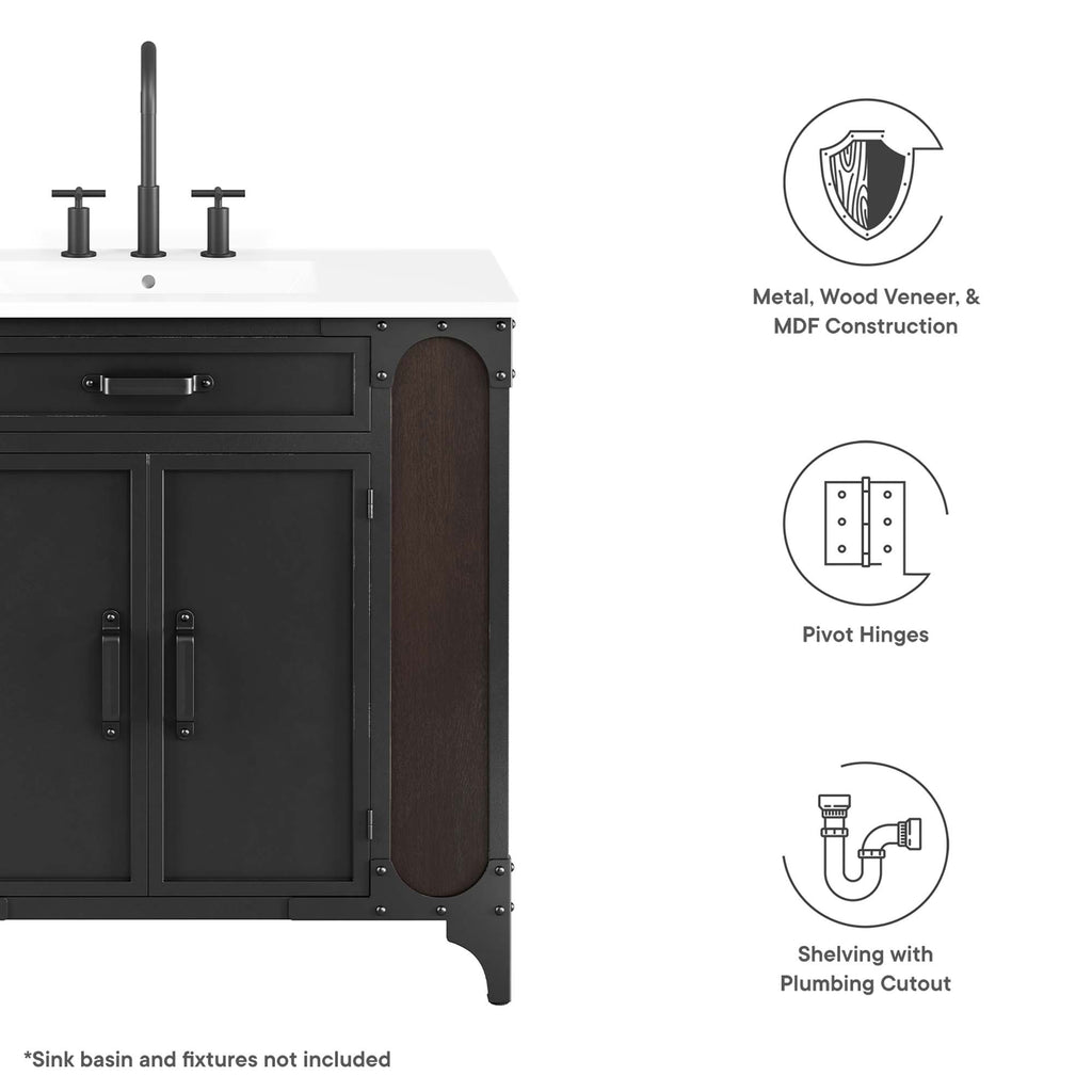 Steamforge 36" Bathroom Vanity Cabinet (Sink Basin Not Included) - Black Walnut