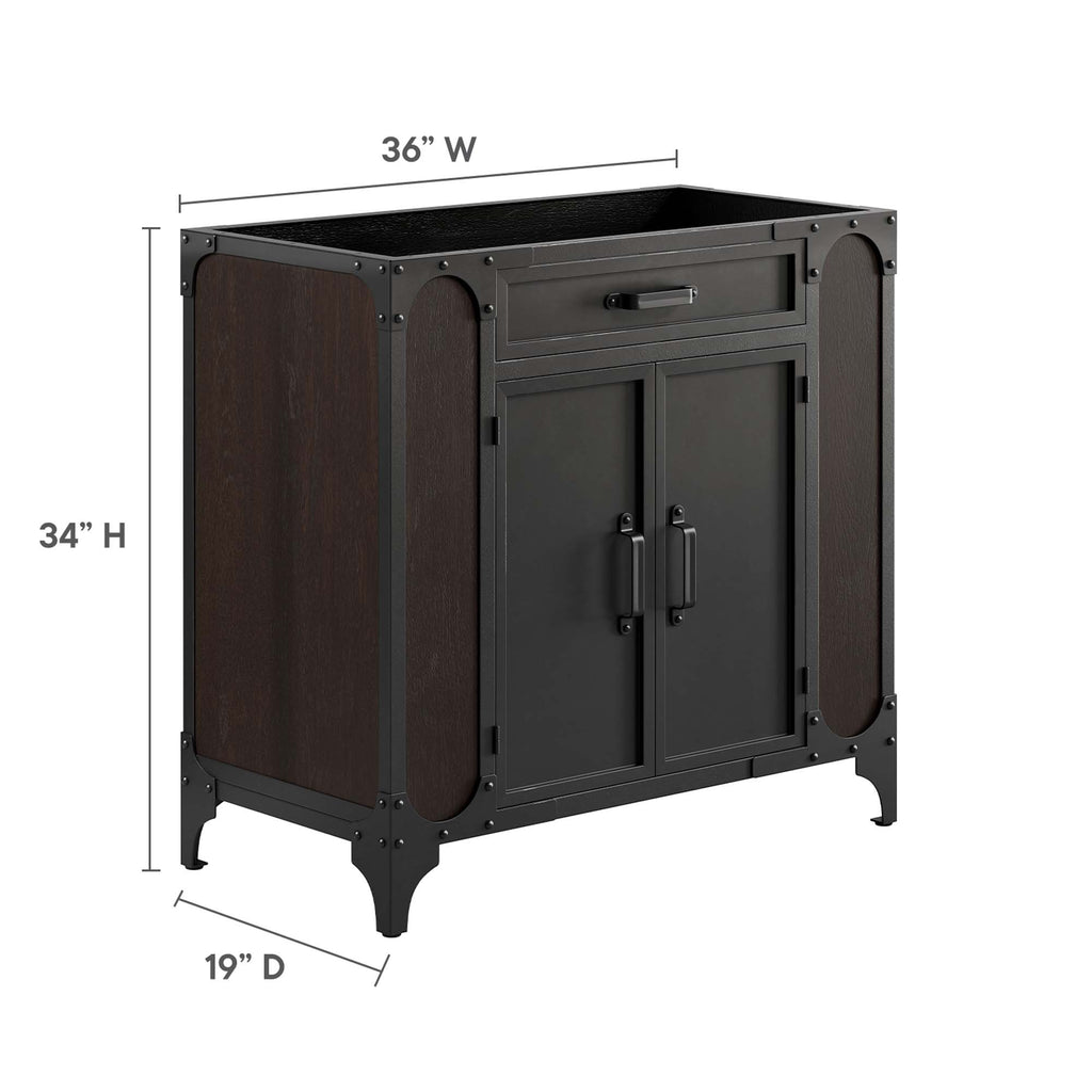 Steamforge 36" Bathroom Vanity Cabinet (Sink Basin Not Included) - Black Walnut