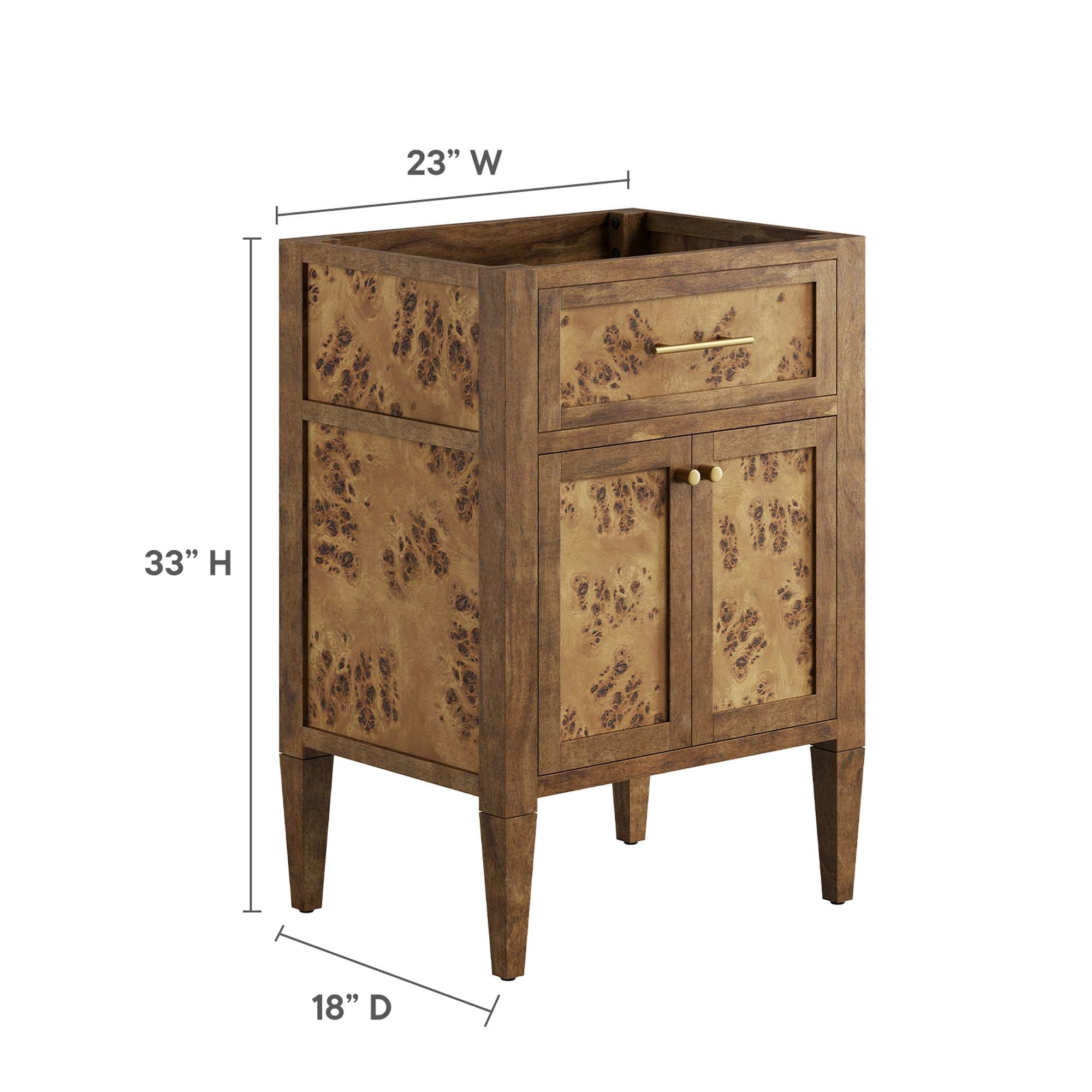 Elysian 24" Wood Bathroom Vanity Cabinet (Sink Basin Not Included) - Brown
