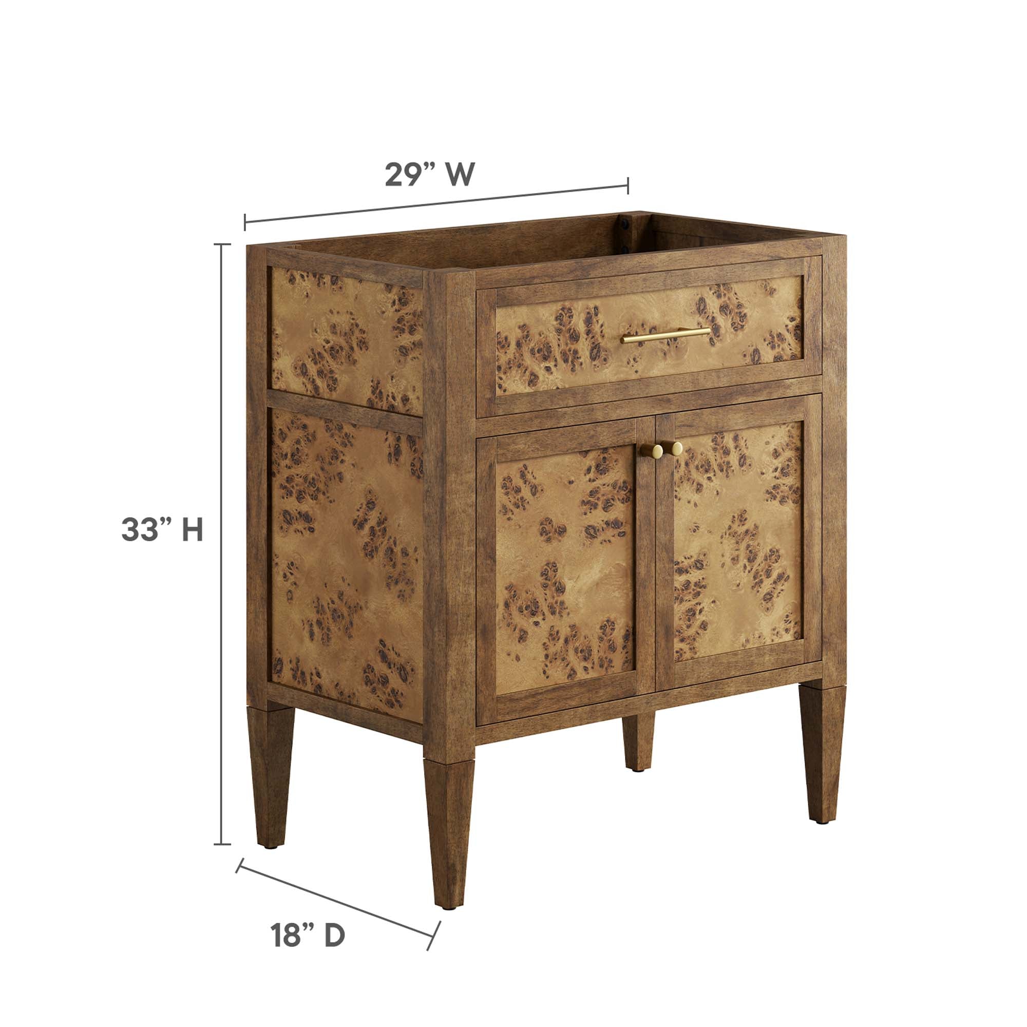 Elysian 30" Bathroom Vanity Cabinet (Sink Basin Not Included) - Brown