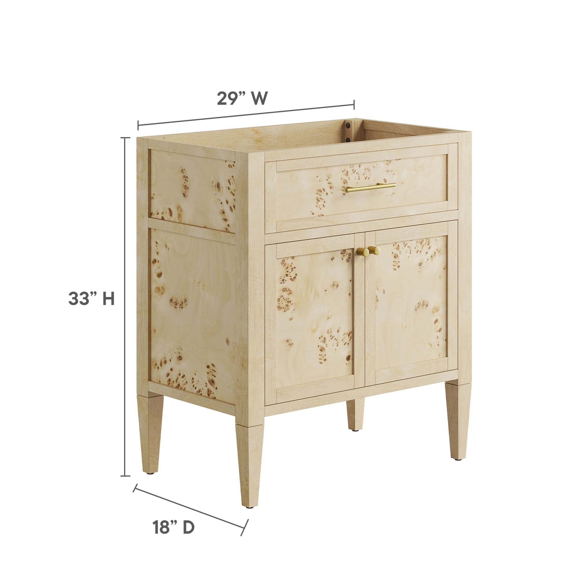 Elysian 30" Bathroom Vanity Cabinet (Sink Basin Not Included) - Burgundy