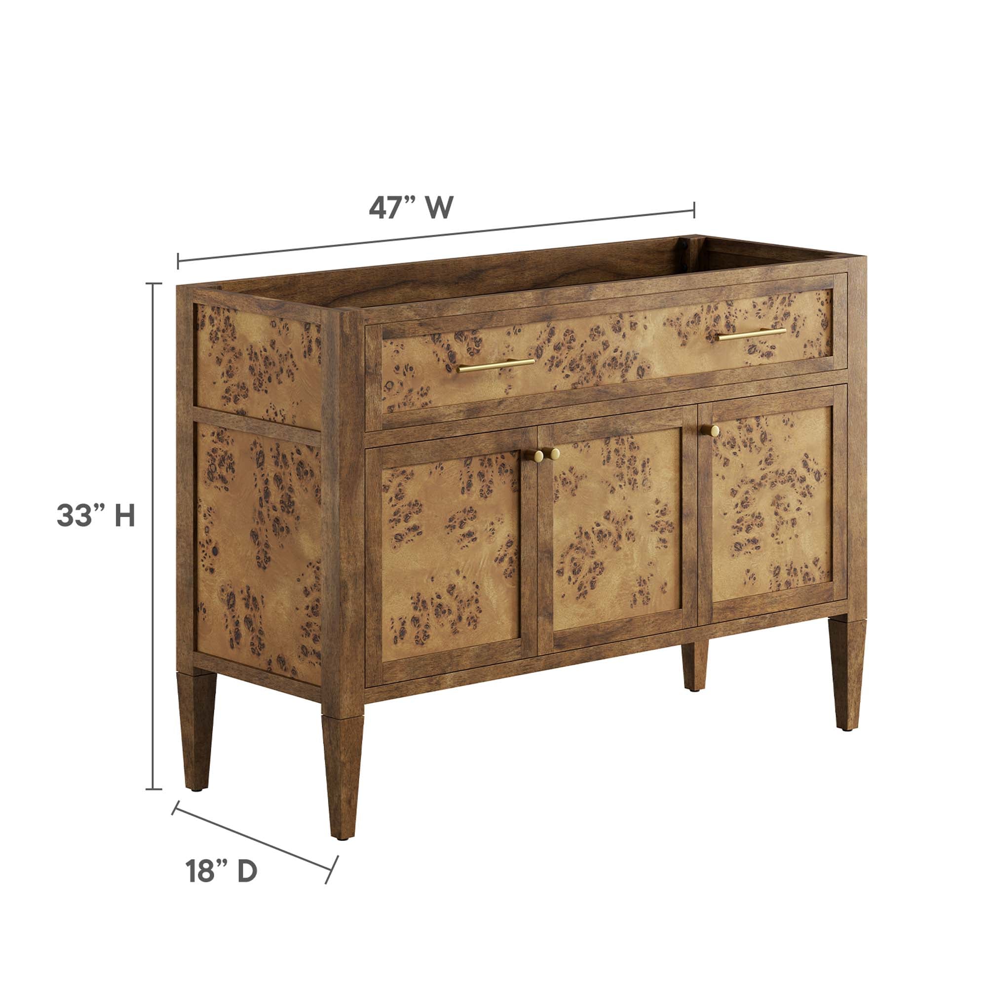 Elysian 48" Wood Bathroom Vanity Cabinet (Sink Basin Not Included) - Brown