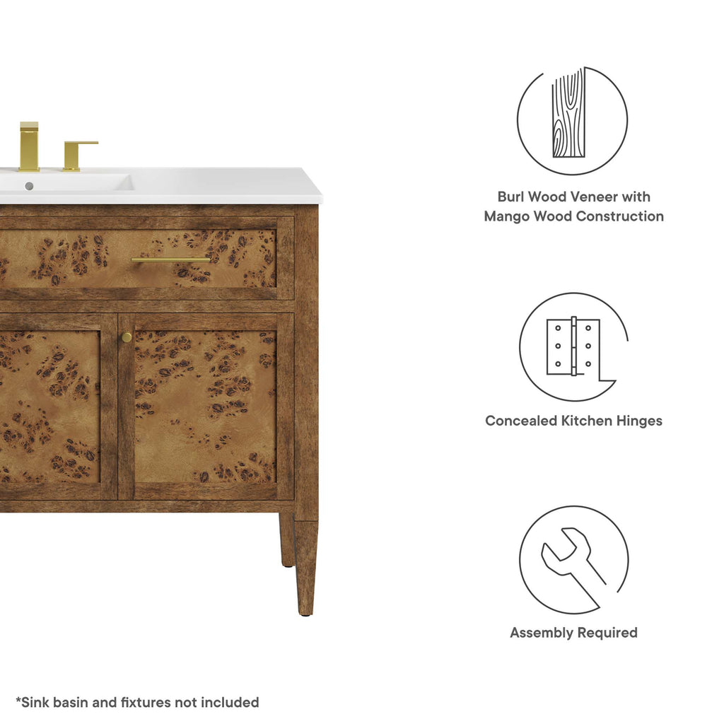 Elysian 48" Wood Bathroom Vanity Cabinet (Sink Basin Not Included) - Brown