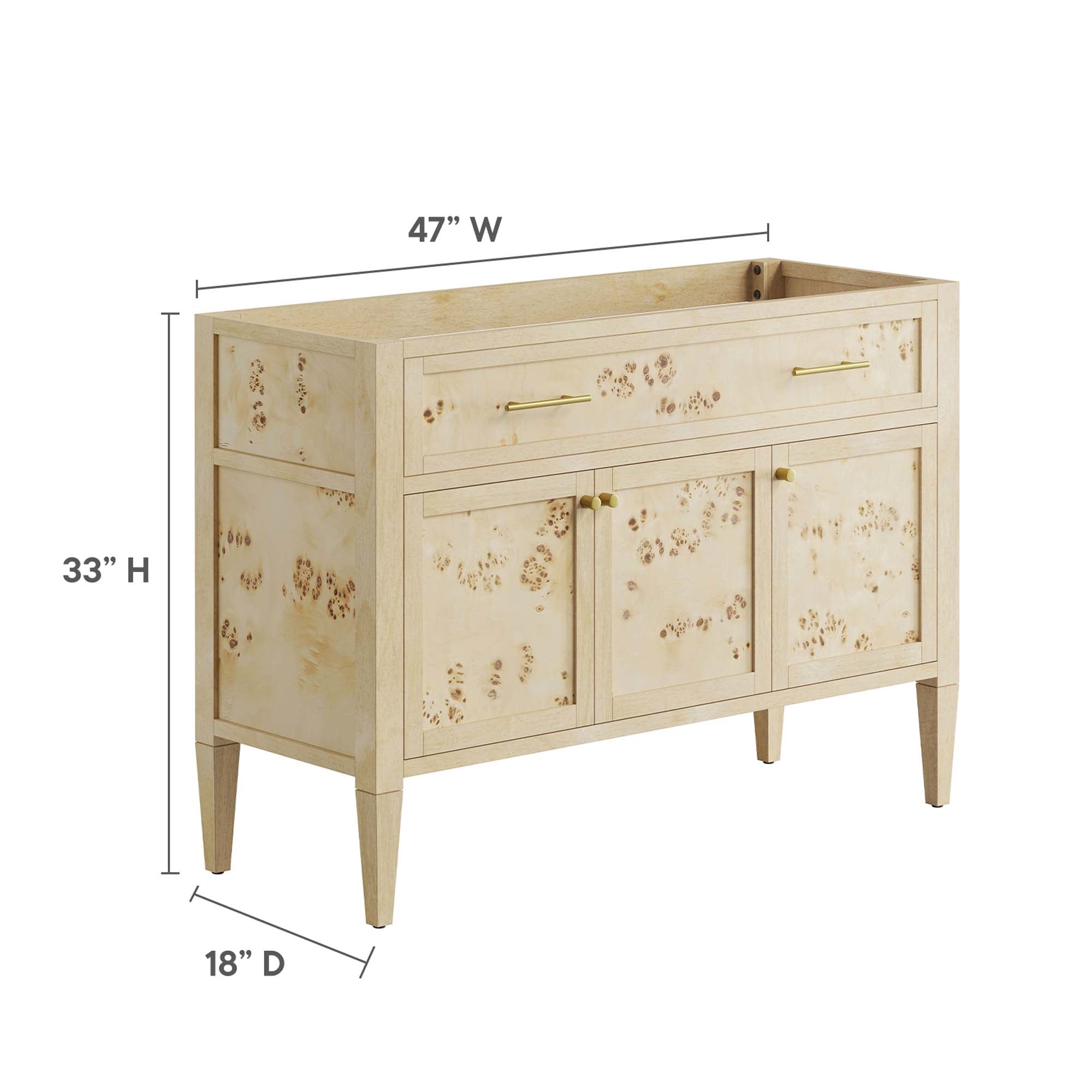 Elysian 48" Wood Bathroom Vanity Cabinet (Sink Basin Not Included) - Burl