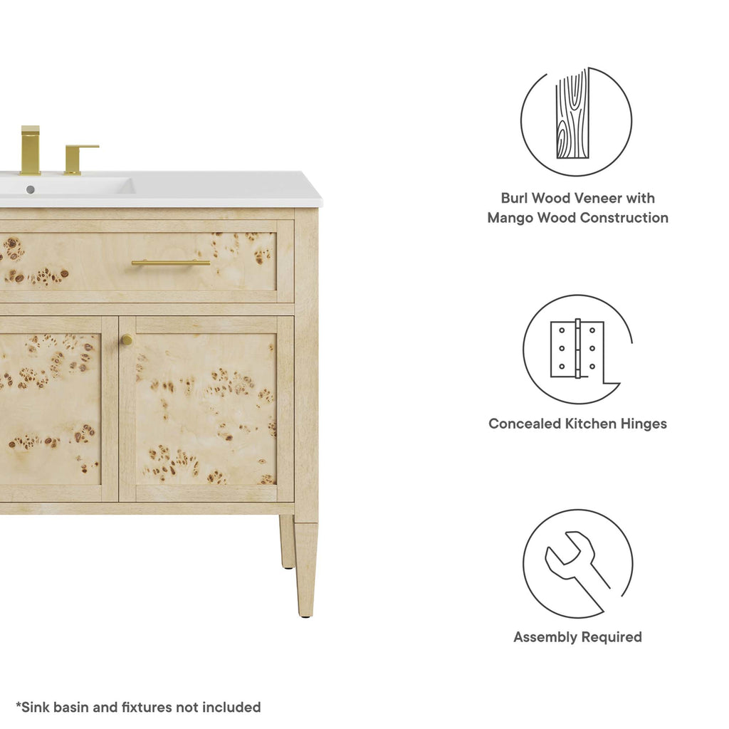 Elysian 48" Wood Bathroom Vanity Cabinet (Sink Basin Not Included) - Burl
