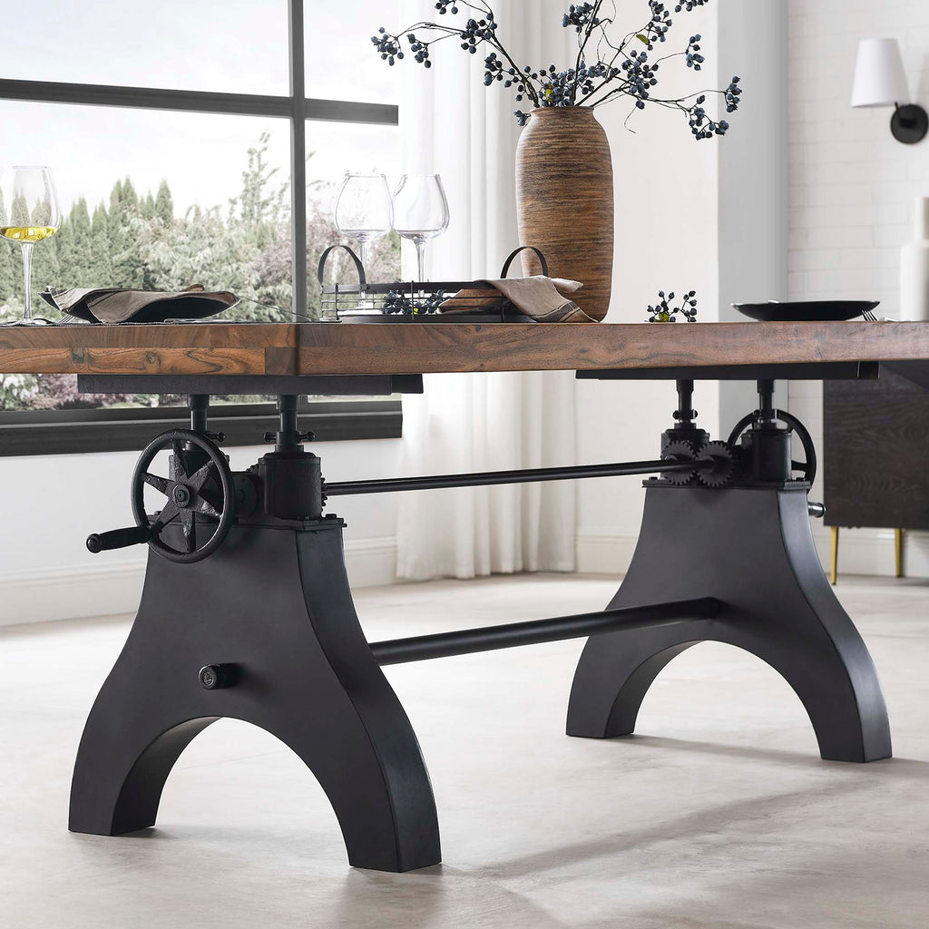 Genuine 96" Crank Adjustable Height Dining and Conference Table - Black Natural