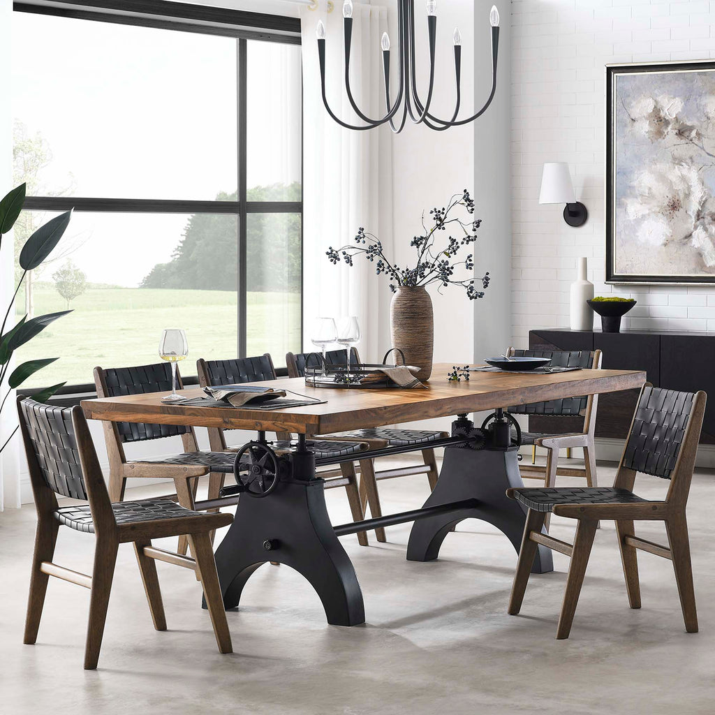 Genuine 96" Crank Adjustable Height Dining and Conference Table - Black Natural