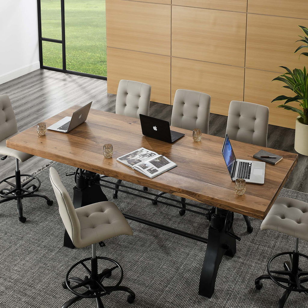 Genuine 96" Crank Adjustable Height Dining and Conference Table - Black Natural