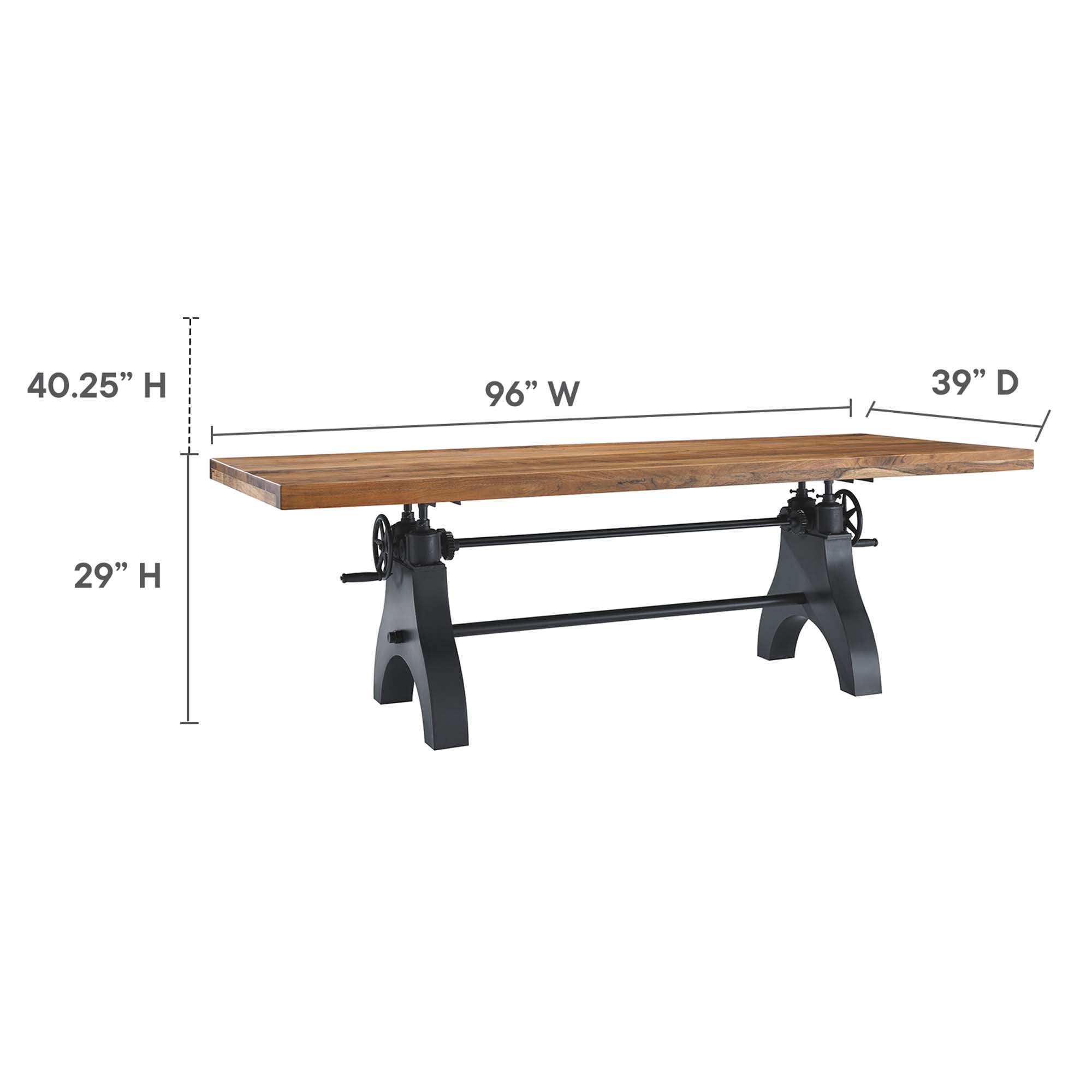 Genuine 96" Crank Adjustable Height Dining and Conference Table - Black Natural