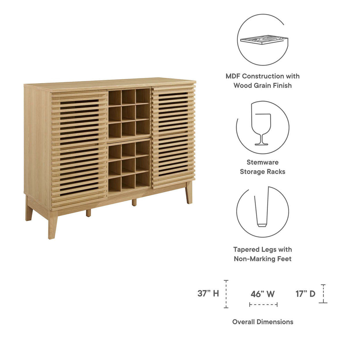Render Bar Cabinet - Oak