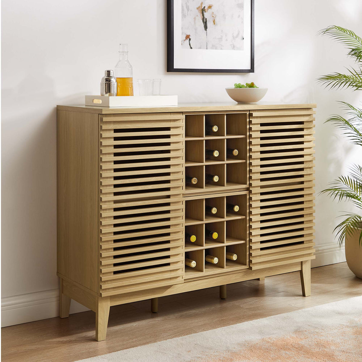 Render Bar Cabinet - Oak