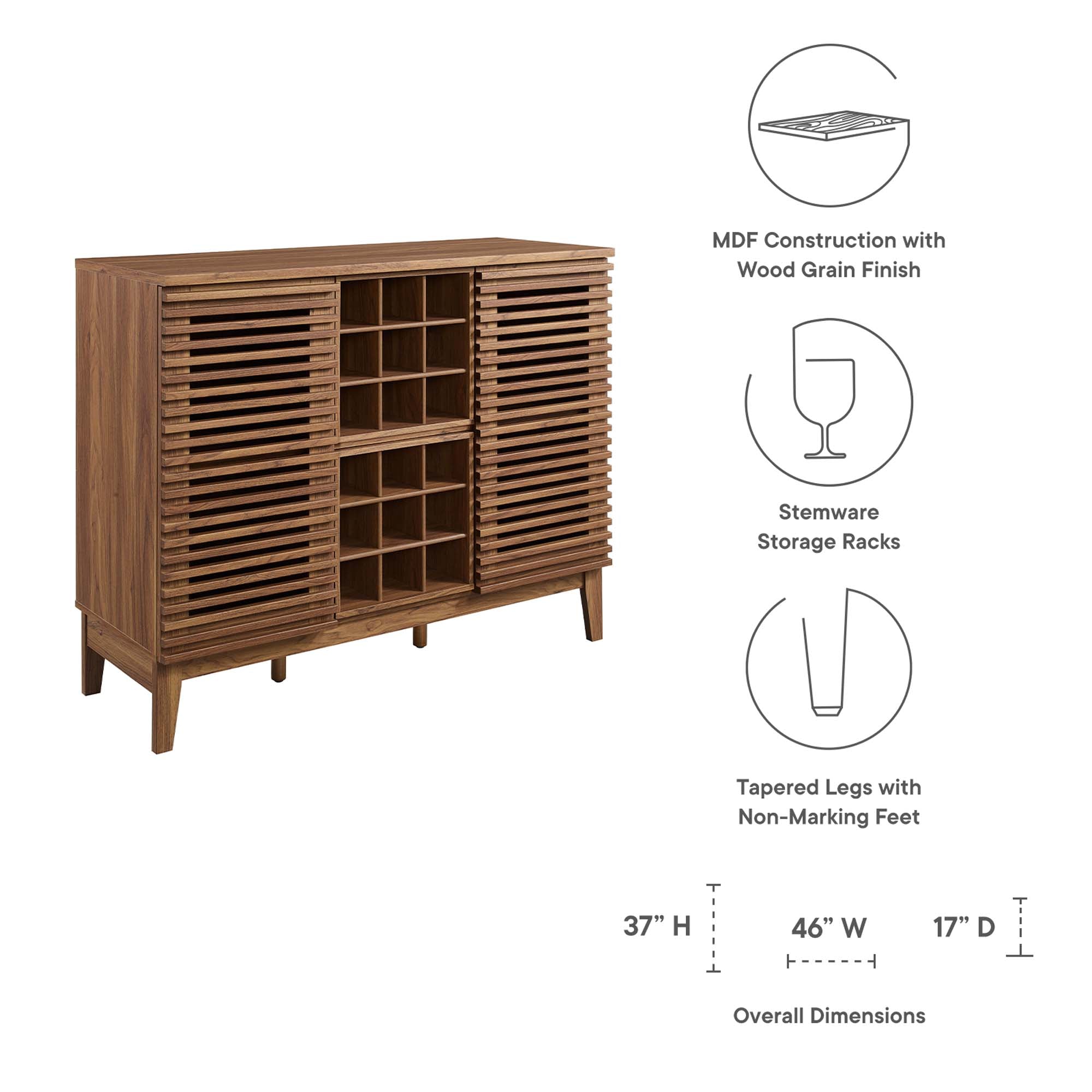 Render Bar Cabinet - Walnut (EEI-6156-WAL)