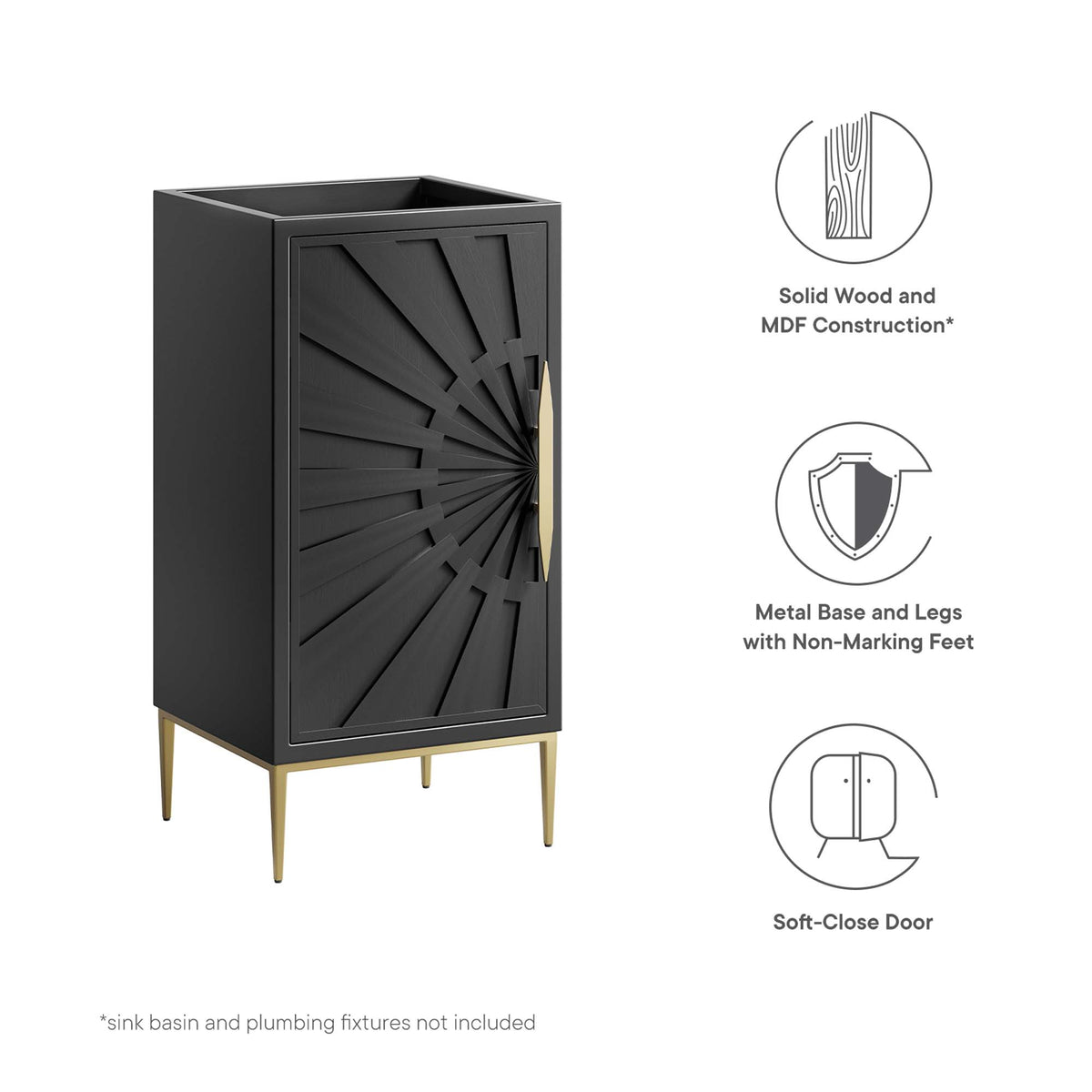 Awaken 18" Bathroom Vanity Cabinet - Black