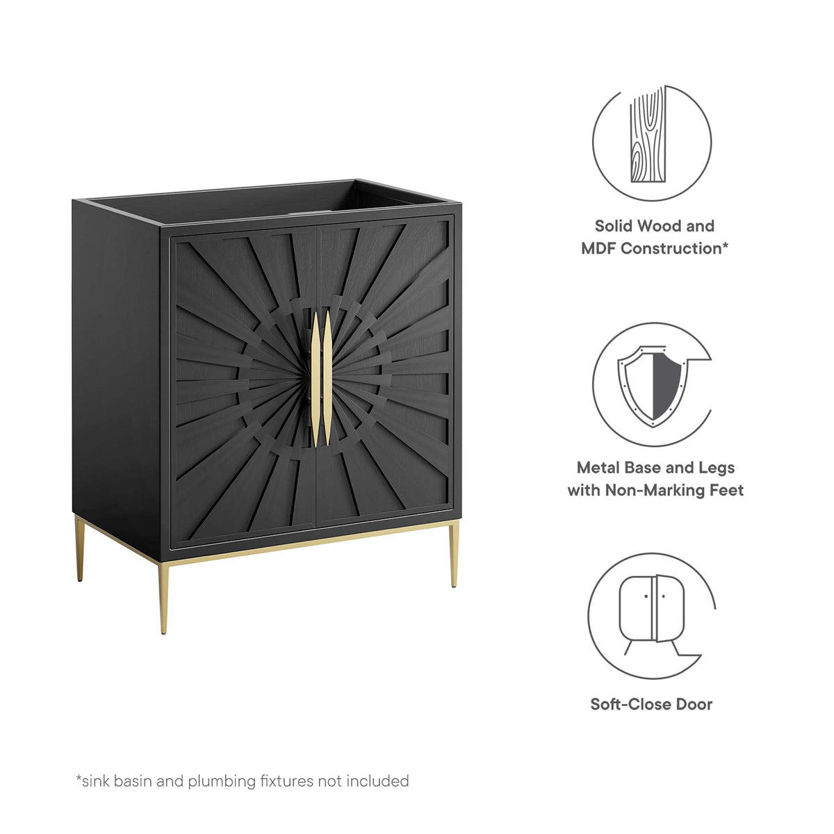 Awaken 30" Bathroom Vanity Cabinet - Black