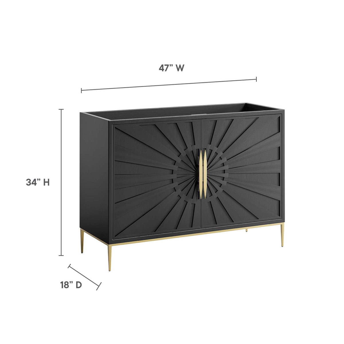 Awaken 48" Double or Single Sink Compatible (Not Included) Bathroom Vanity Cabinet - Black