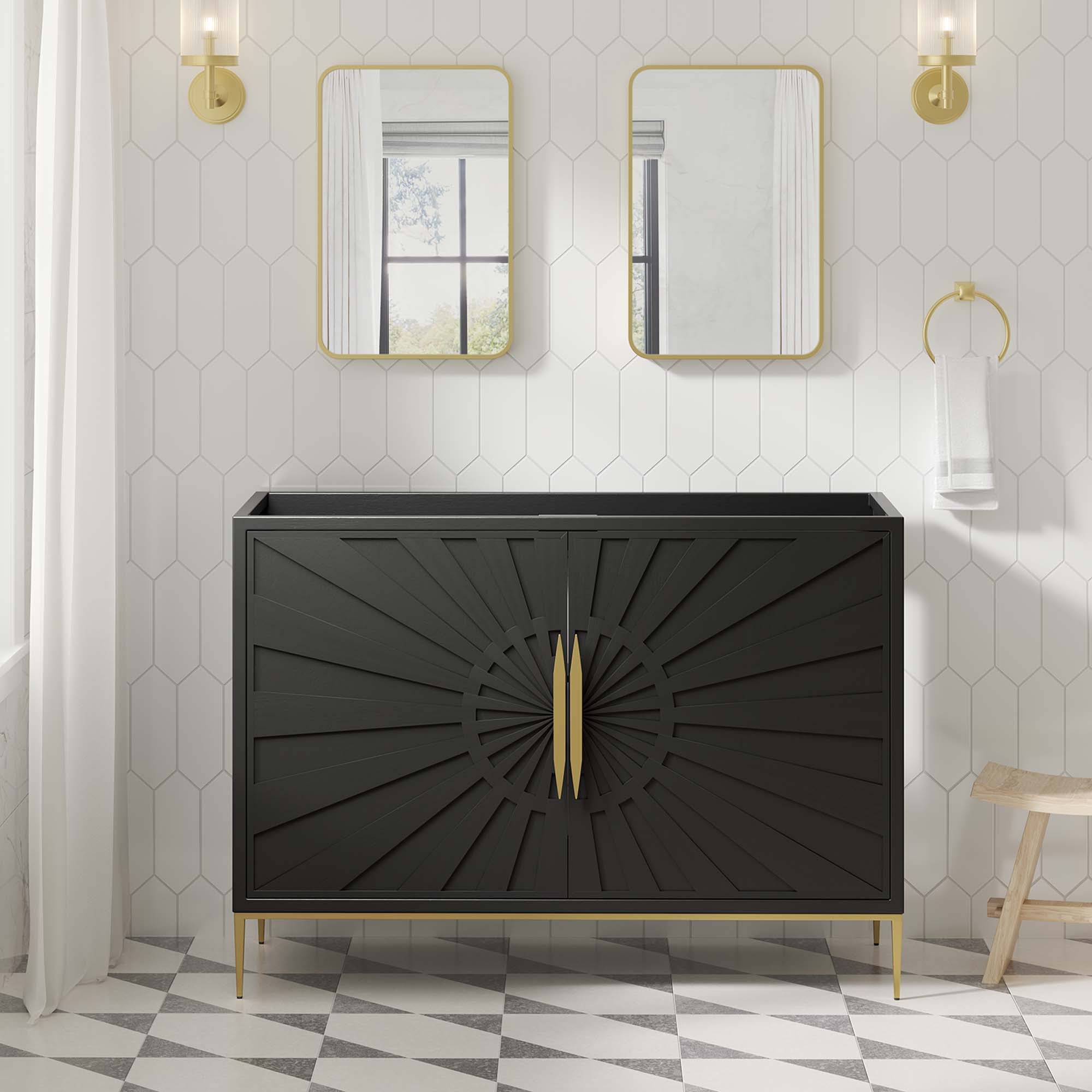 Awaken 48" Double or Single Sink Compatible (Not Included) Bathroom Vanity Cabinet - Black