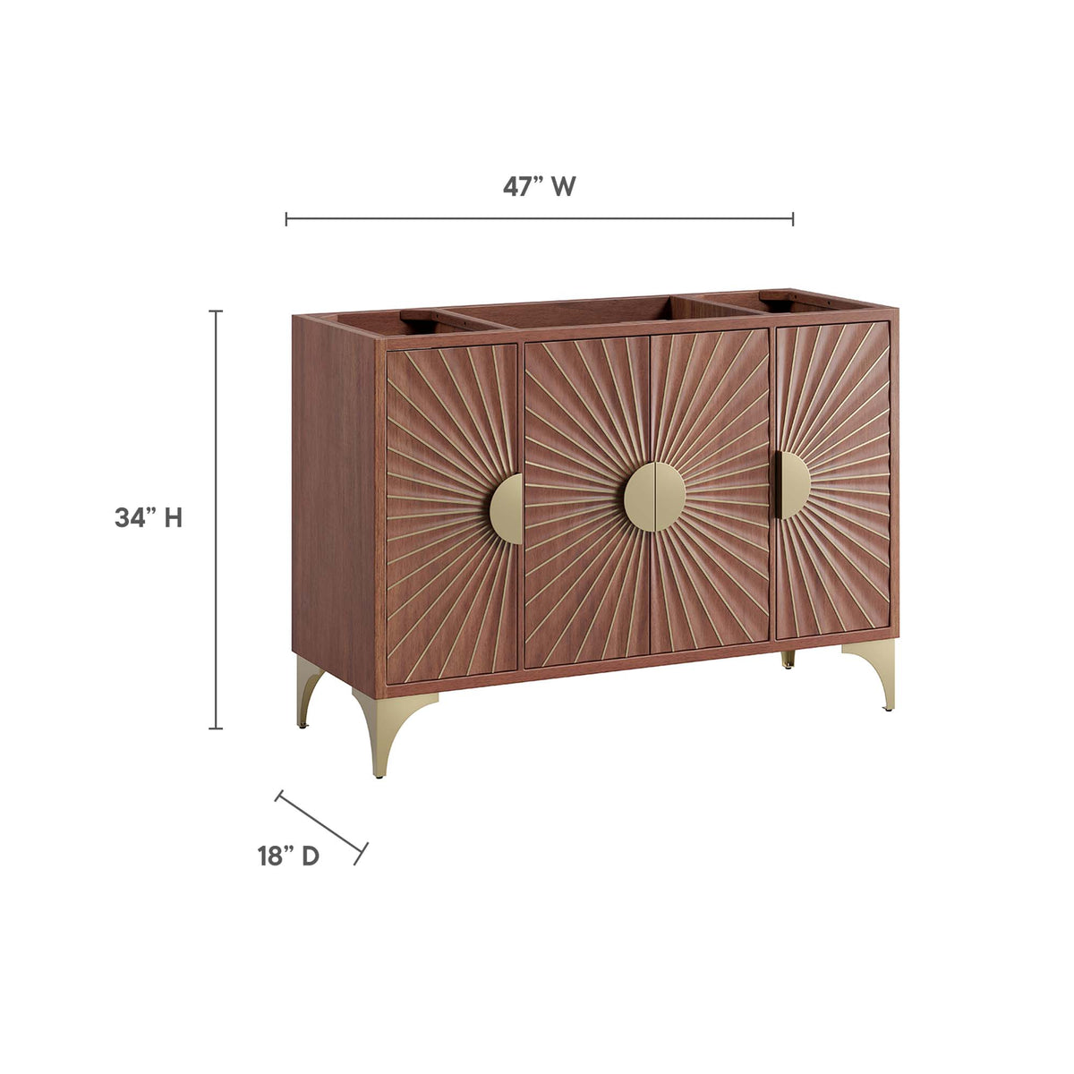 Daylight 48" Single Sink Compatible (Not Included) Bathroom Vanity Cabinet - Walnut