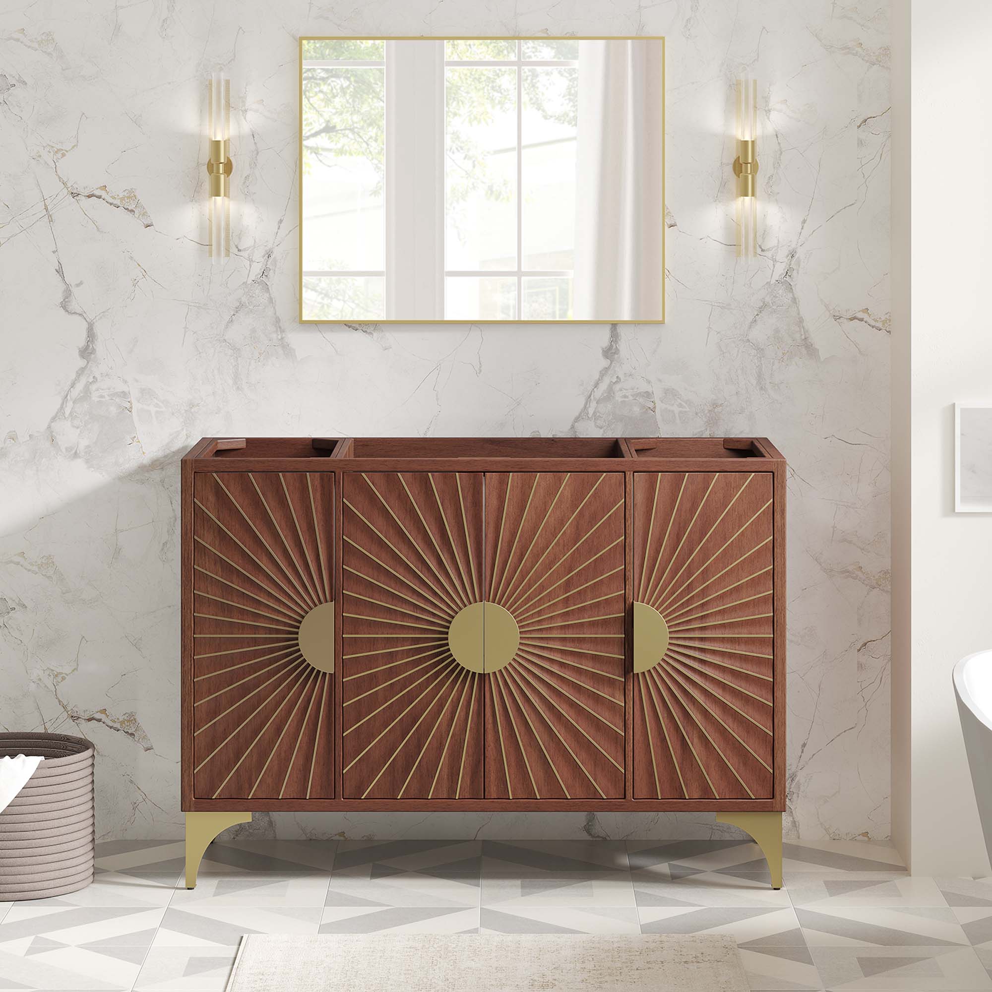 Daylight 48" Single Sink Compatible (Not Included) Bathroom Vanity Cabinet - Walnut