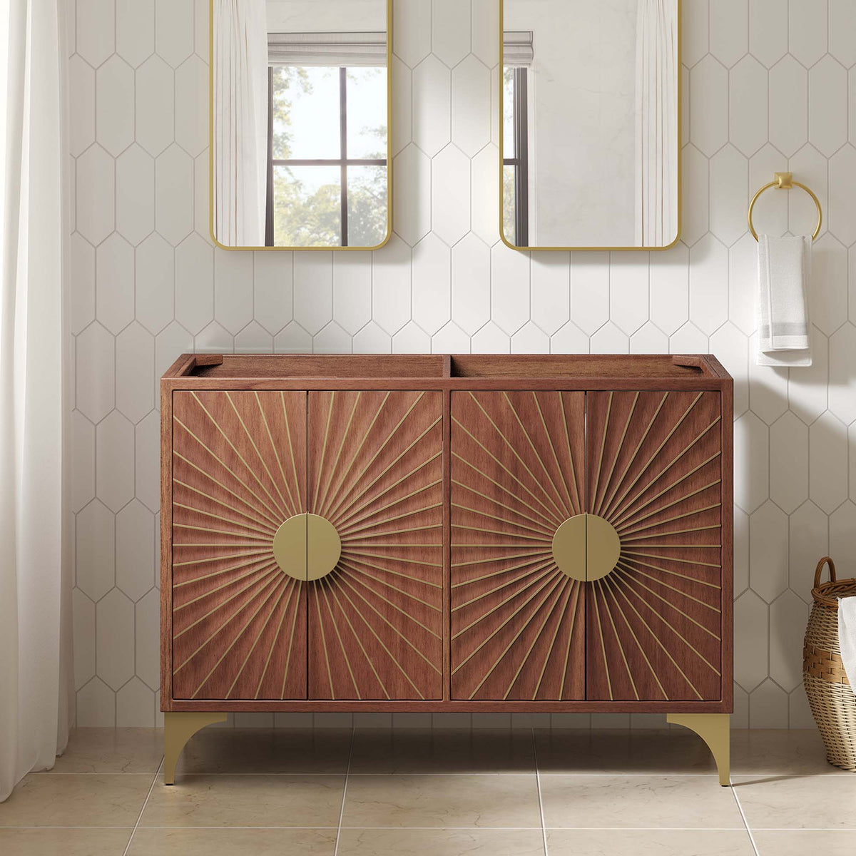 Daylight 48" Double Sink Compatible (Not Included) Bathroom Vanity Cabinet - Walnut