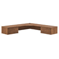 Render Wall Mount Corner Office Desk - Walnut