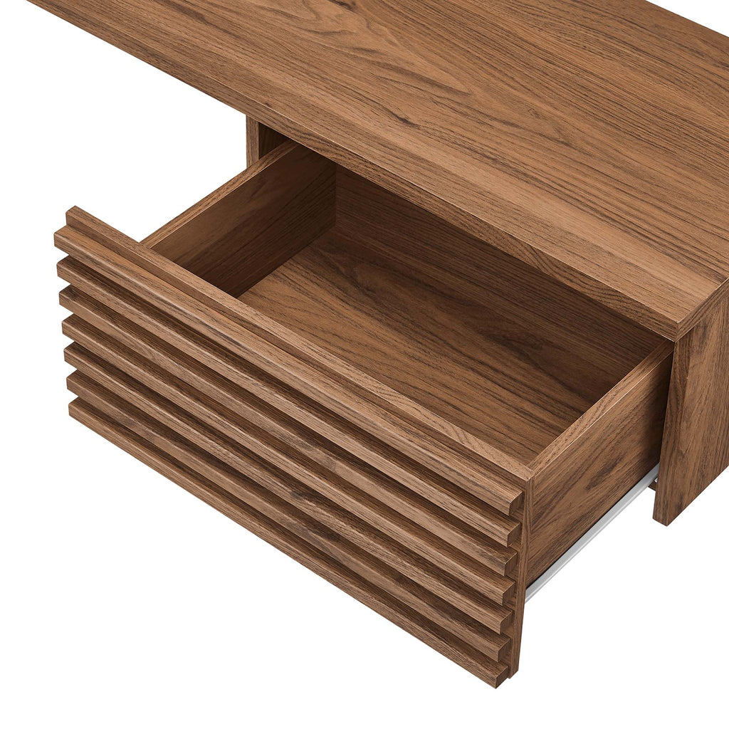Render Wall Mount Corner Office Desk - Walnut
