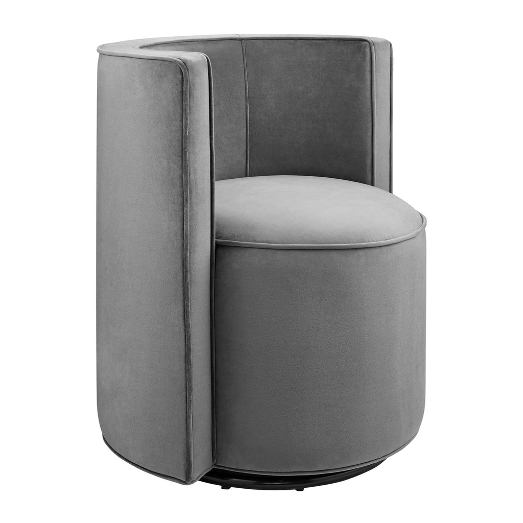 Della Performance Velvet Fabric Swivel Chair - Gray