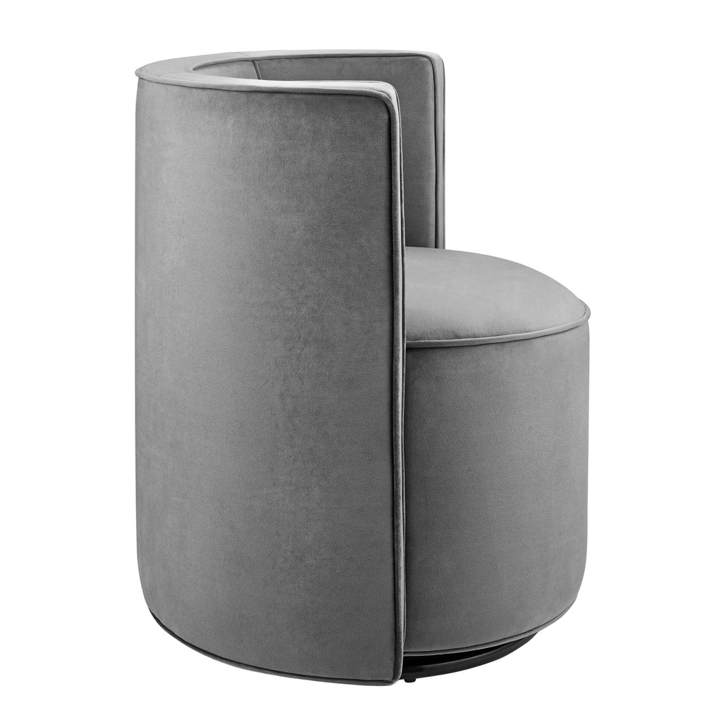 Della Performance Velvet Fabric Swivel Chair - Gray