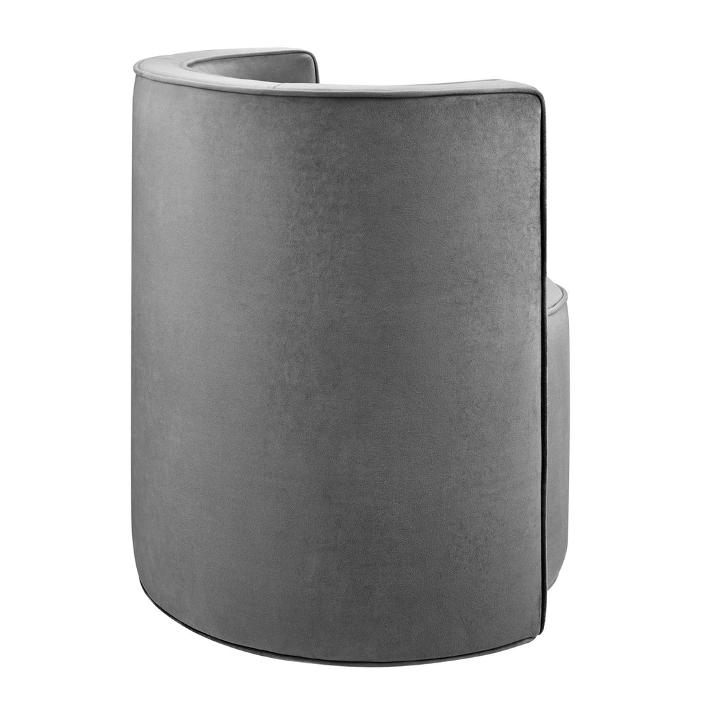 Della Performance Velvet Fabric Swivel Chair - Gray