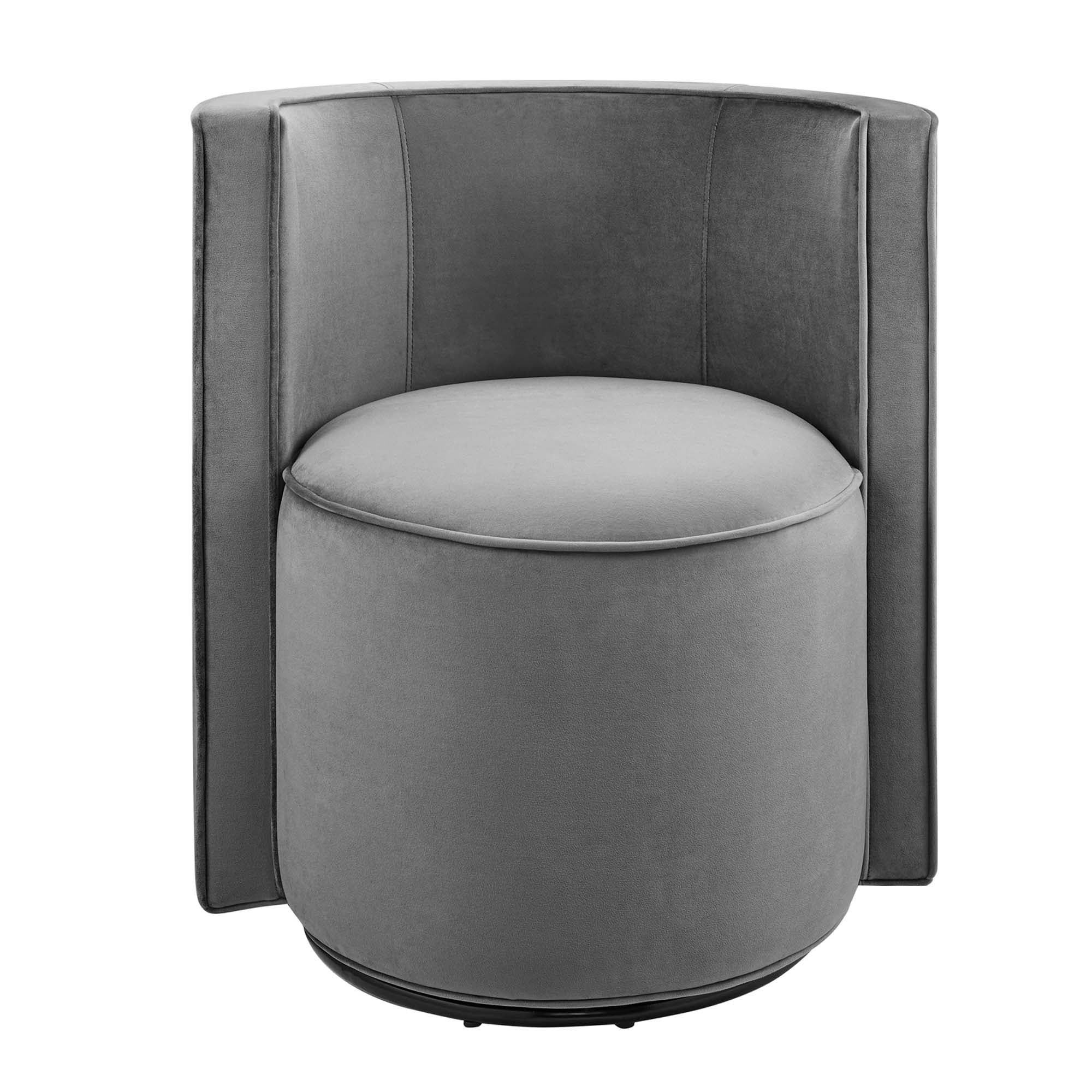 Della Performance Velvet Fabric Swivel Chair - Gray