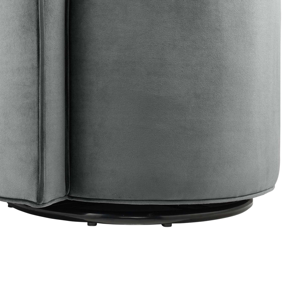 Della Performance Velvet Fabric Swivel Chair - Gray