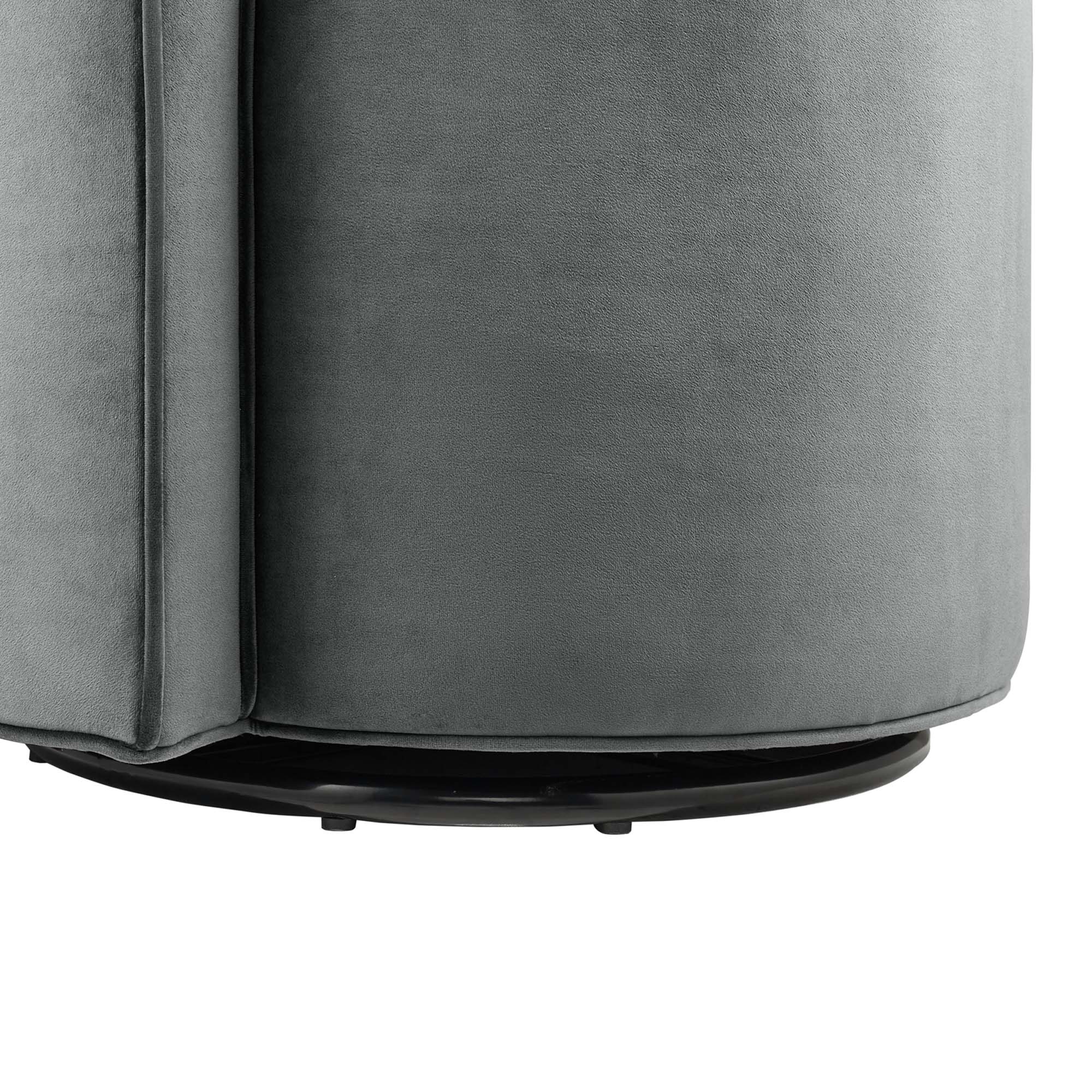 Della Performance Velvet Fabric Swivel Chair - Gray