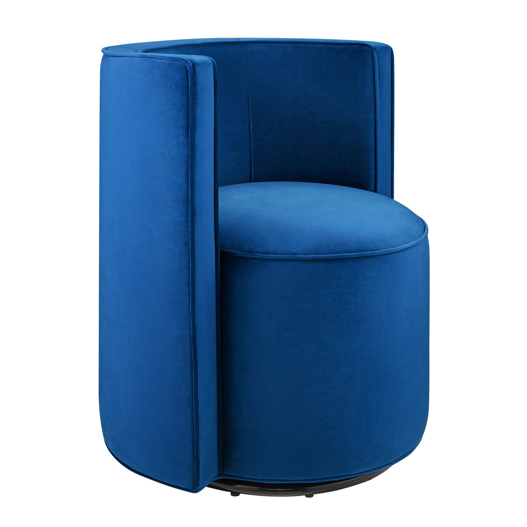 Della Performance Velvet Fabric Swivel Chair - Navy