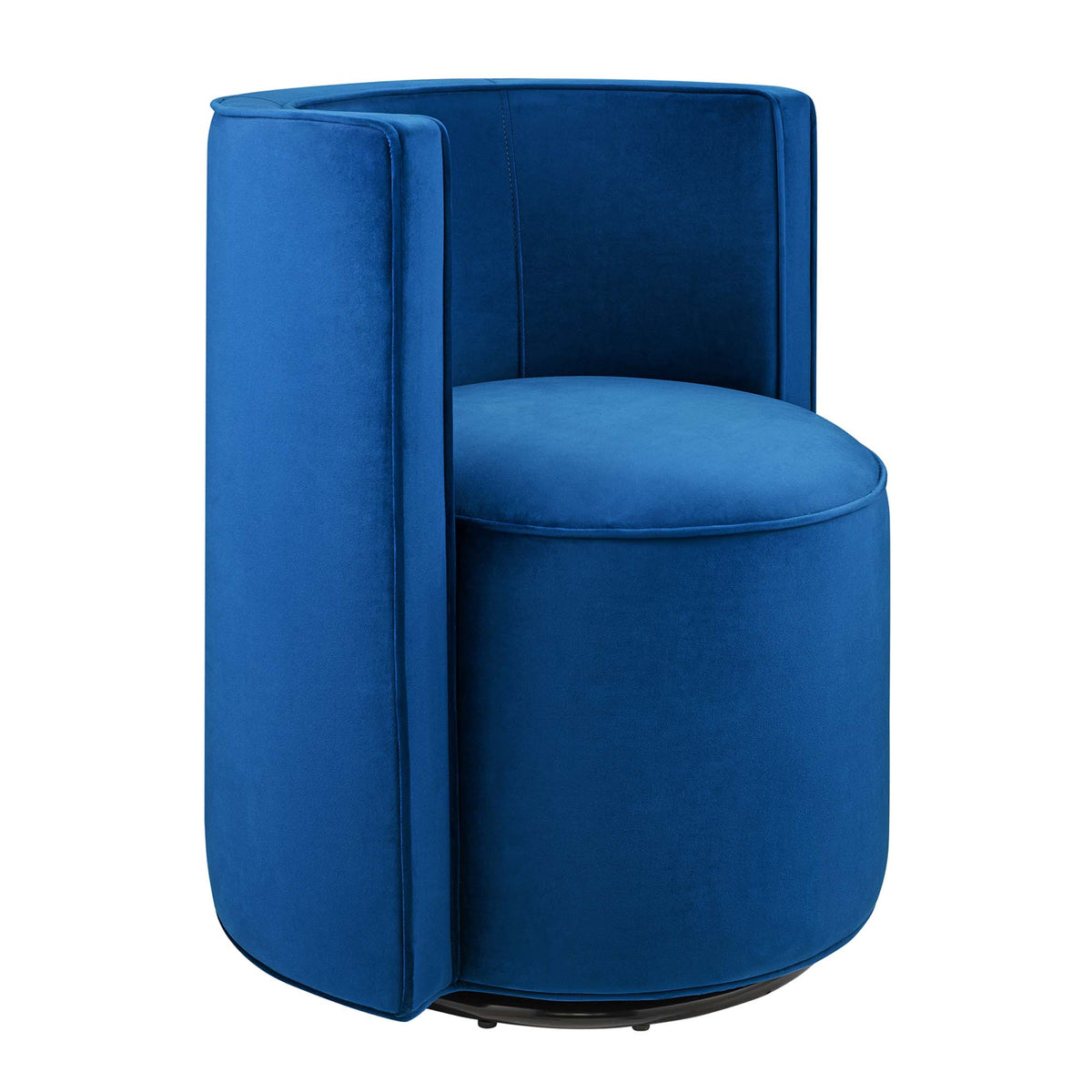 Della Performance Velvet Fabric Swivel Chair - Navy
