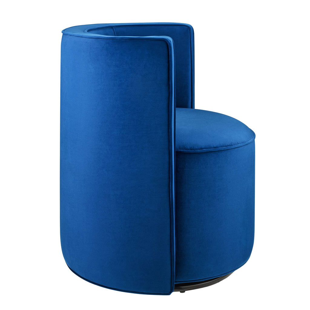 Della Performance Velvet Fabric Swivel Chair - Navy