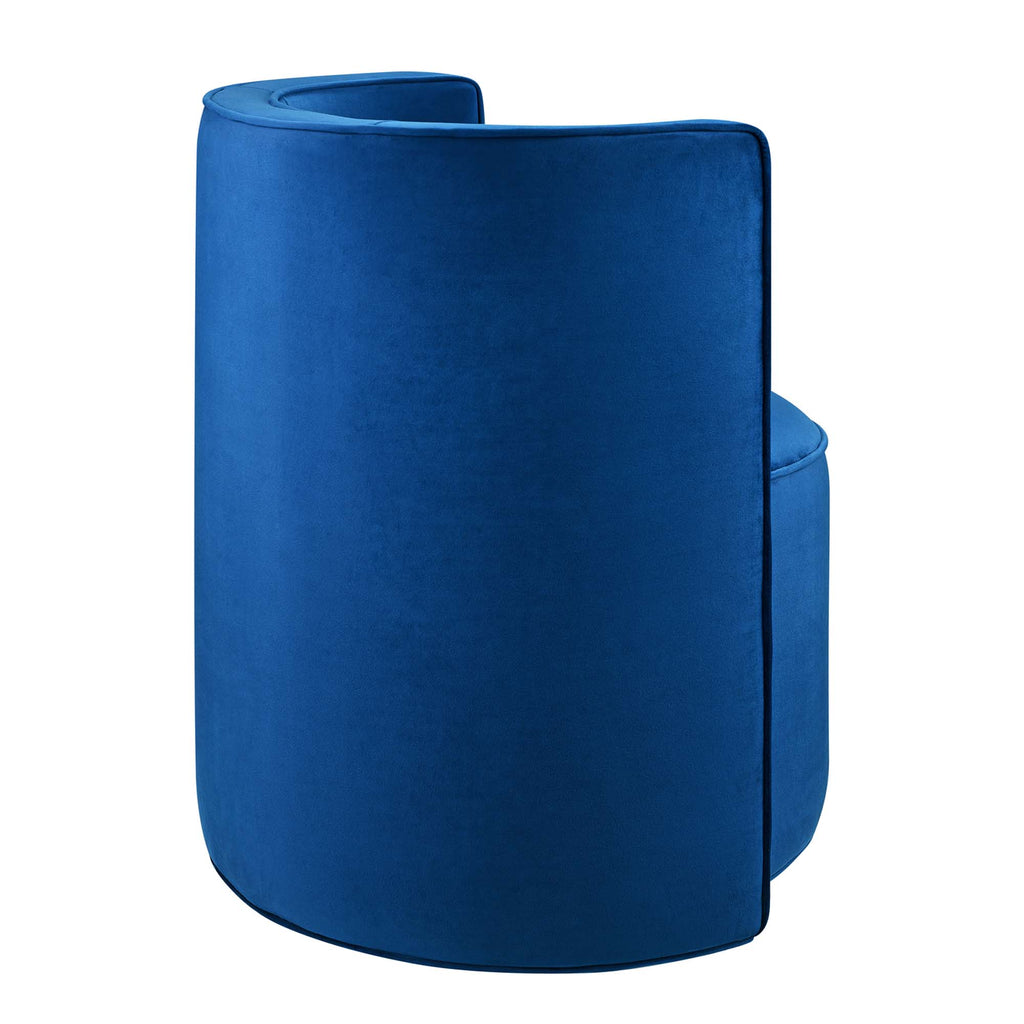 Della Performance Velvet Fabric Swivel Chair - Navy